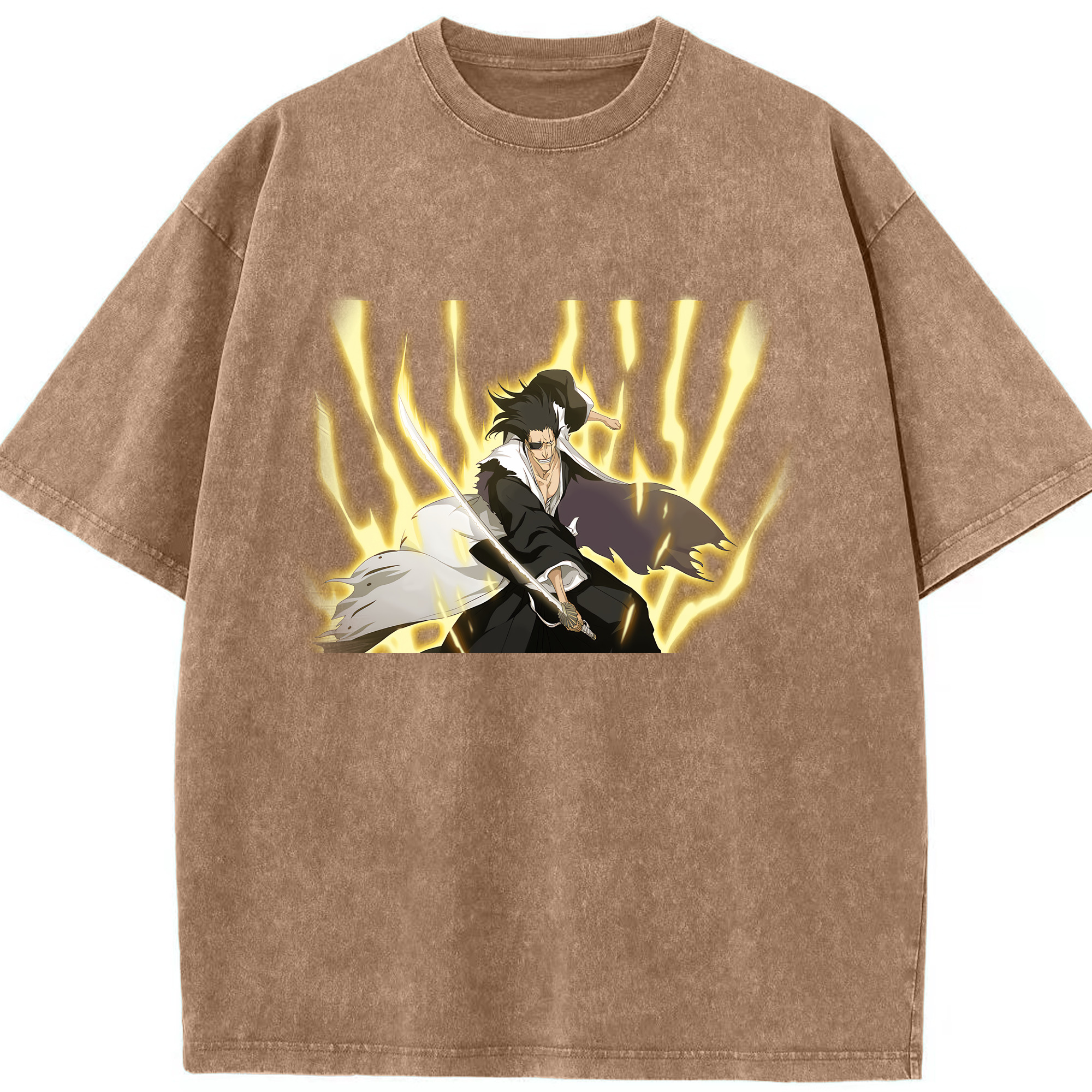（画像用） ブリーチ ざらき けんぱち BLEACH Zaraki Kenpachi 綿100% ヴィンテージ風 半袖Tシャツ（フロントプリント）