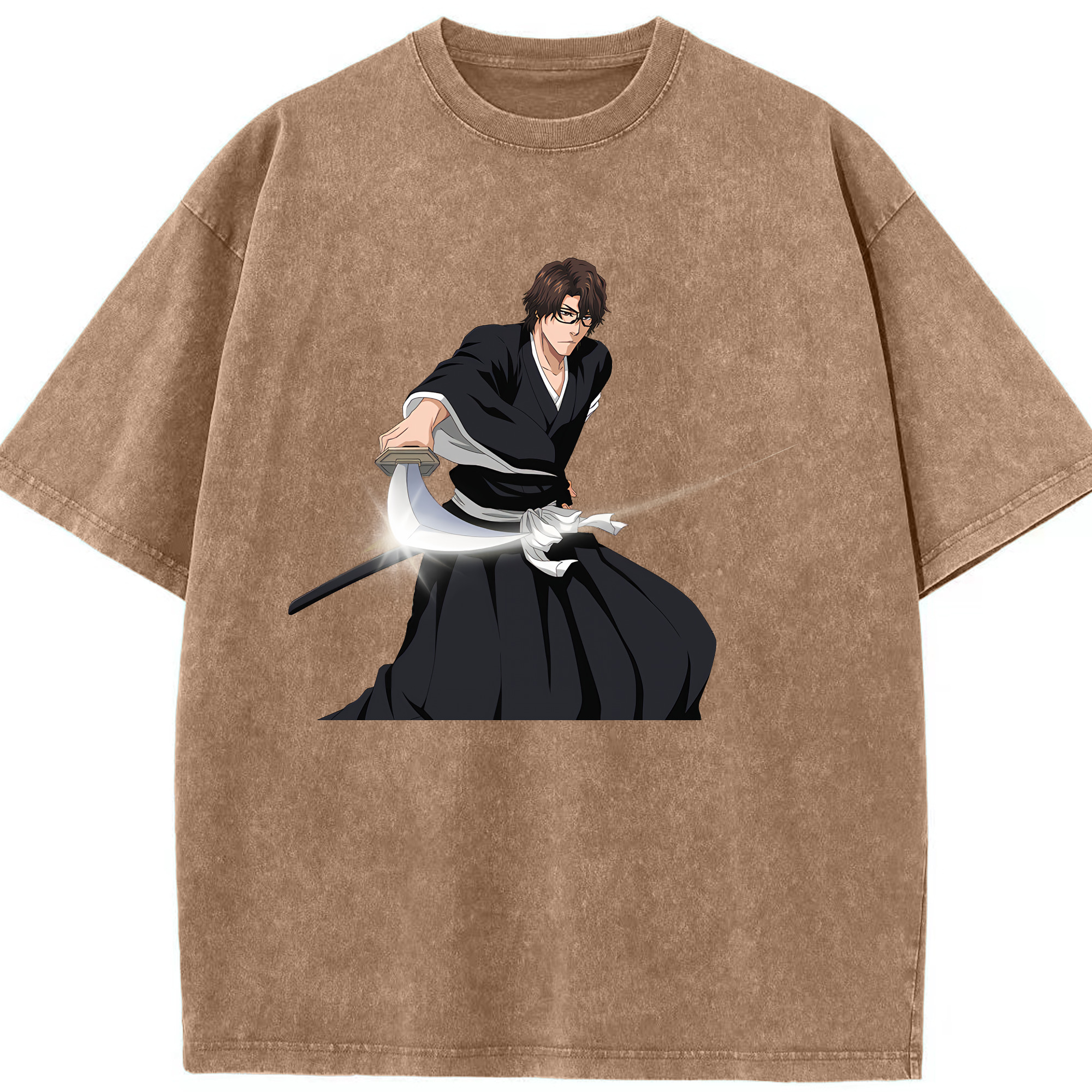 （画像用） ブリーチ 藍染 惣右介（あいぜん そうすけ） BLEACH Aizen Sousuke 綿100% ヴィンテージ風 半袖Tシャツ（フロントプリント）