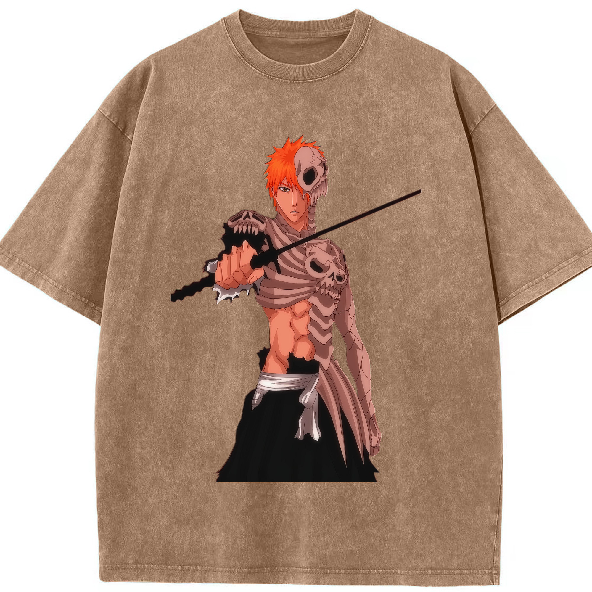 （画像用） ブリーチ 黒崎一護（くろさき いちご）BLEACH Kurosaki Ichigo 綿100% ヴィンテージ風 半袖Tシャツ（フロントプリント）
