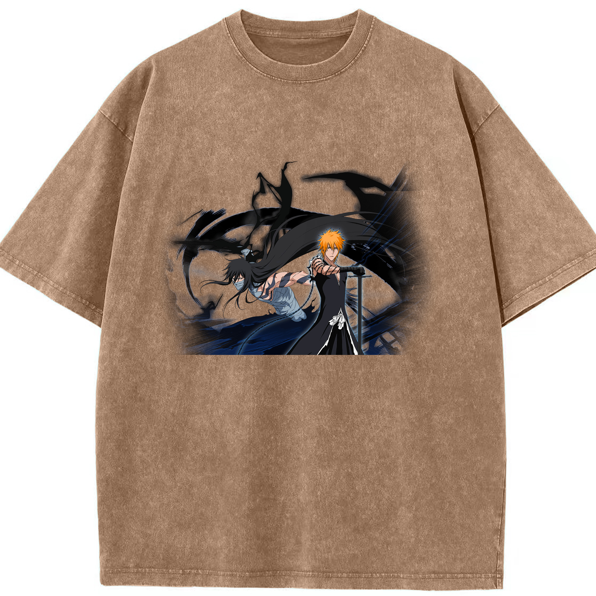 （画像用） ブリーチ 黒崎一護（くろさき いちご）BLEACH Kurosaki Ichigo 綿100% ヴィンテージ風 半袖Tシャツ（フロントプリント）