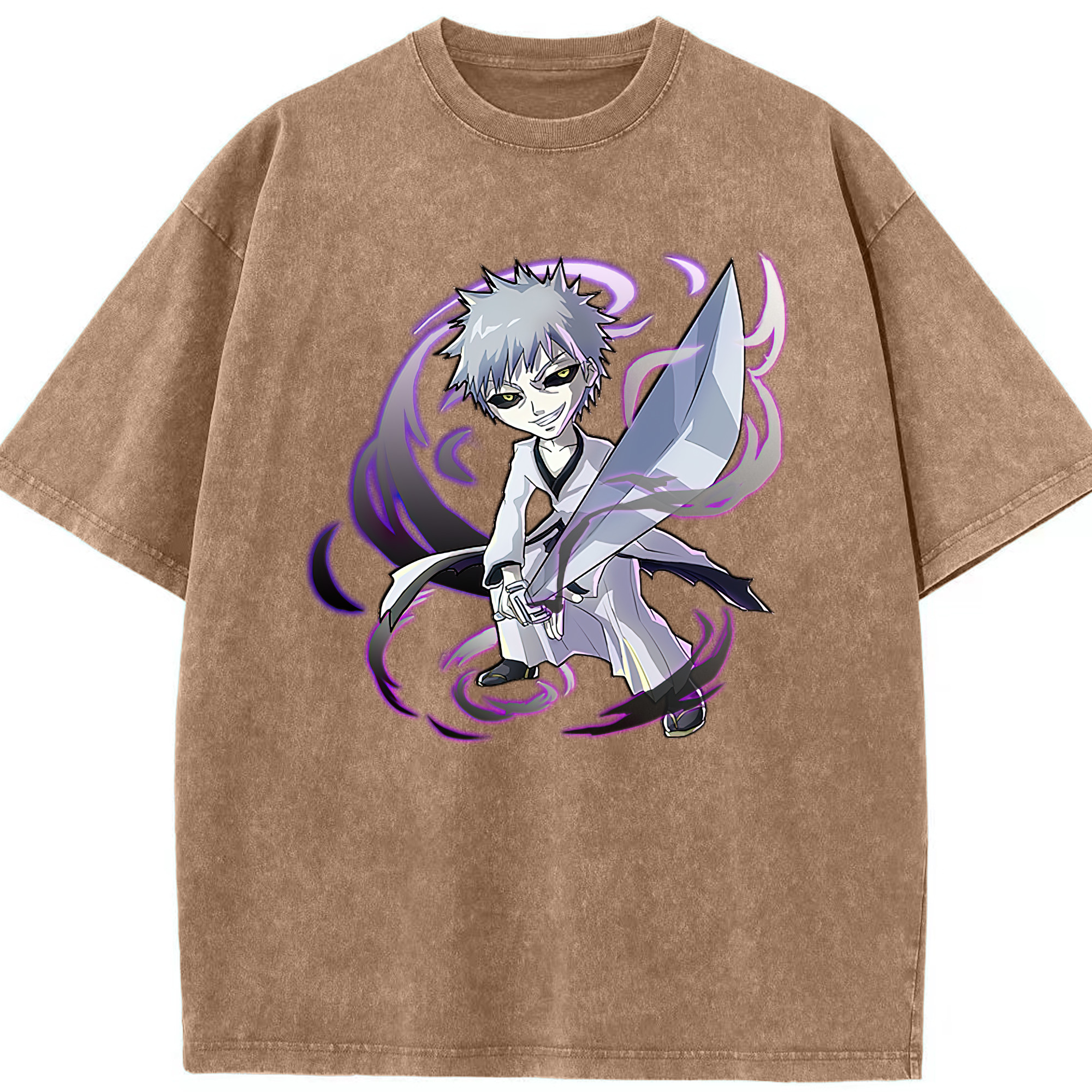 （画像用） ブリーチ 黒崎一護（くろさき いちご）BLEACH Kurosaki Ichigo 綿100% ヴィンテージ風 半袖Tシャツ（フロントプリント）