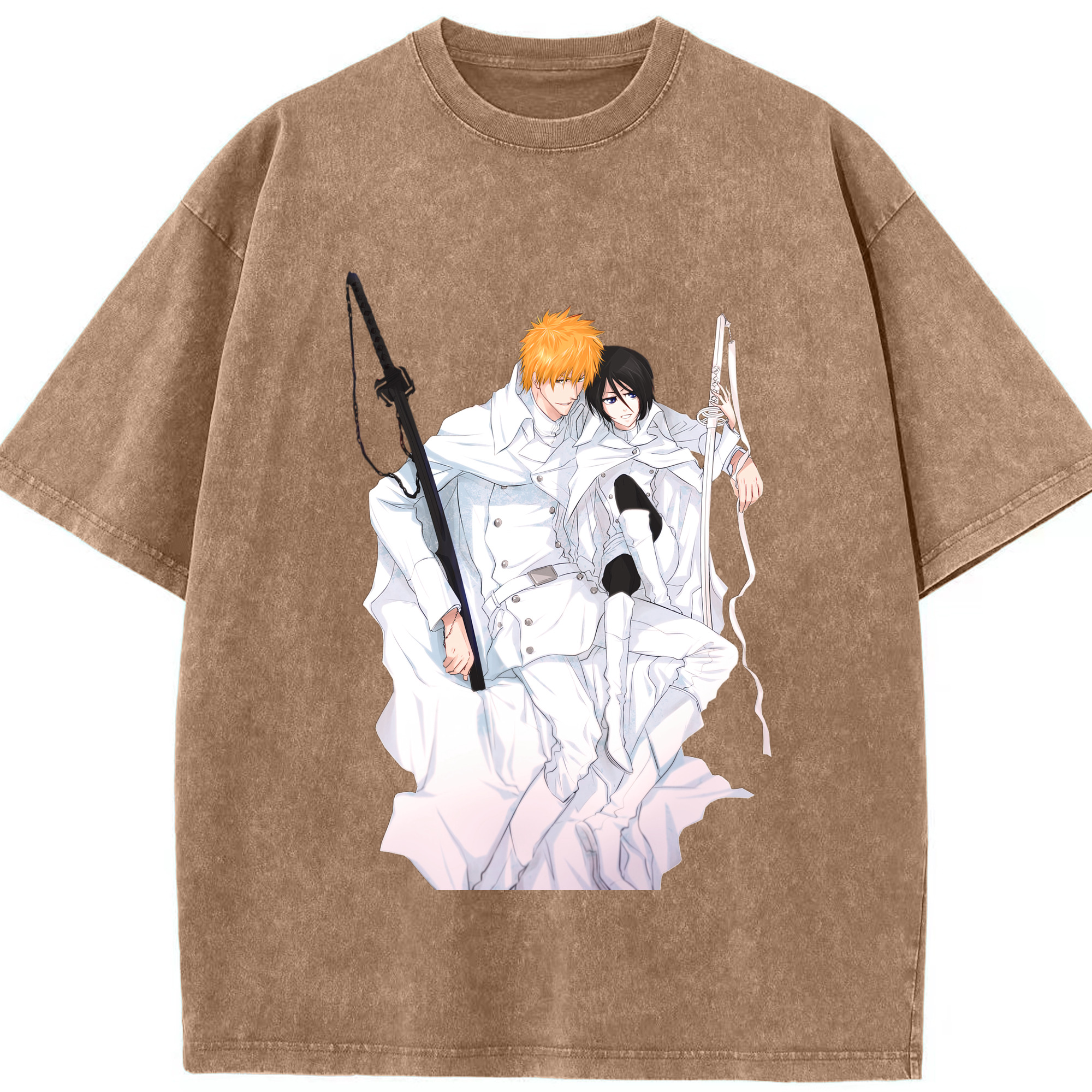 （画像用） ブリーチ 黒崎一護（くろさき いちご）BLEACH Kurosaki Ichigo 綿100% ヴィンテージ風 半袖Tシャツ（フロントプリント）