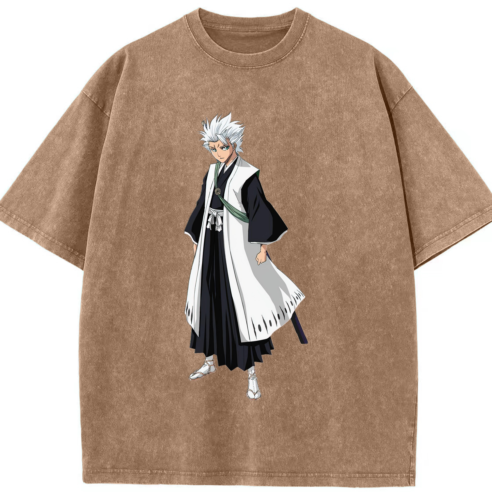 （画像用） ブリーチ 日番谷冬獅郎（ひつがや とうしろう） BLEACH Hitsugaya Toushirou 綿100% ヴィンテージ風 半袖Tシャツ（フロントプリント）