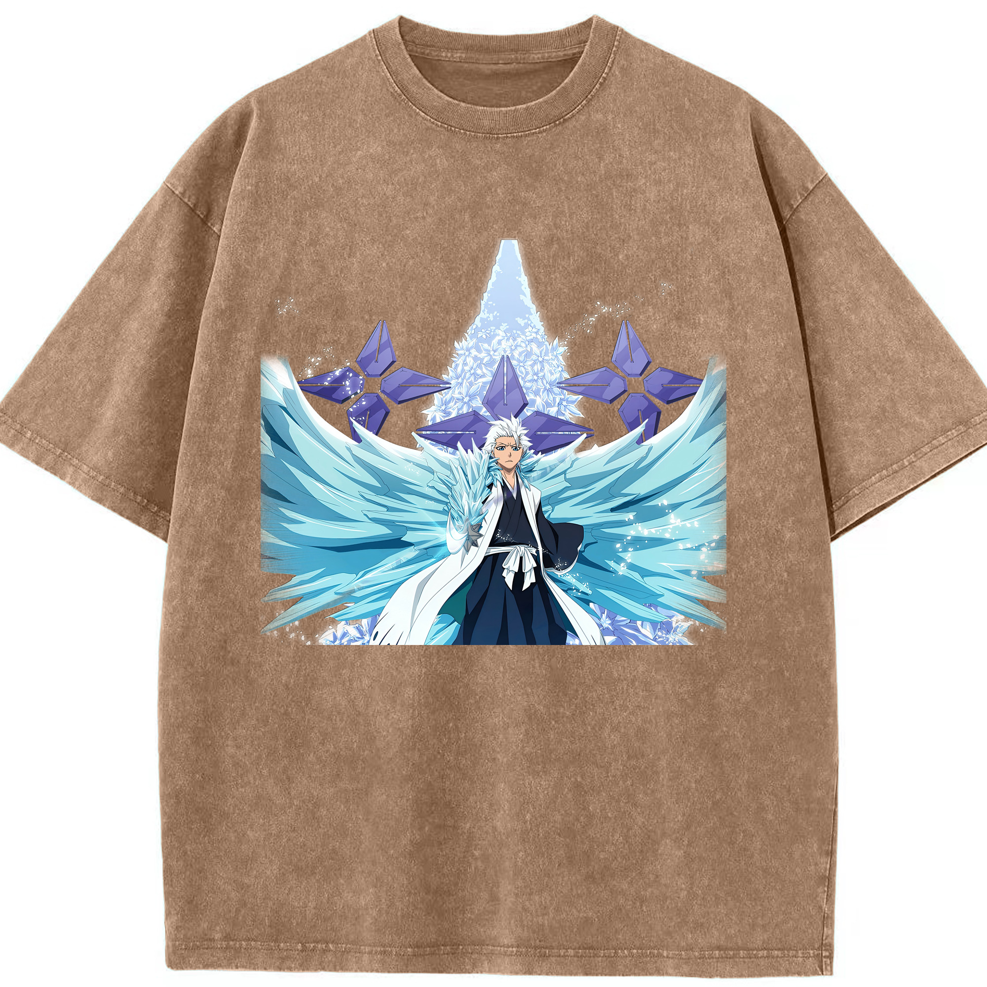 （画像用） ブリーチ 日番谷冬獅郎（ひつがや とうしろう） BLEACH Hitsugaya Toushirou 綿100% ヴィンテージ風 半袖Tシャツ（フロントプリント）