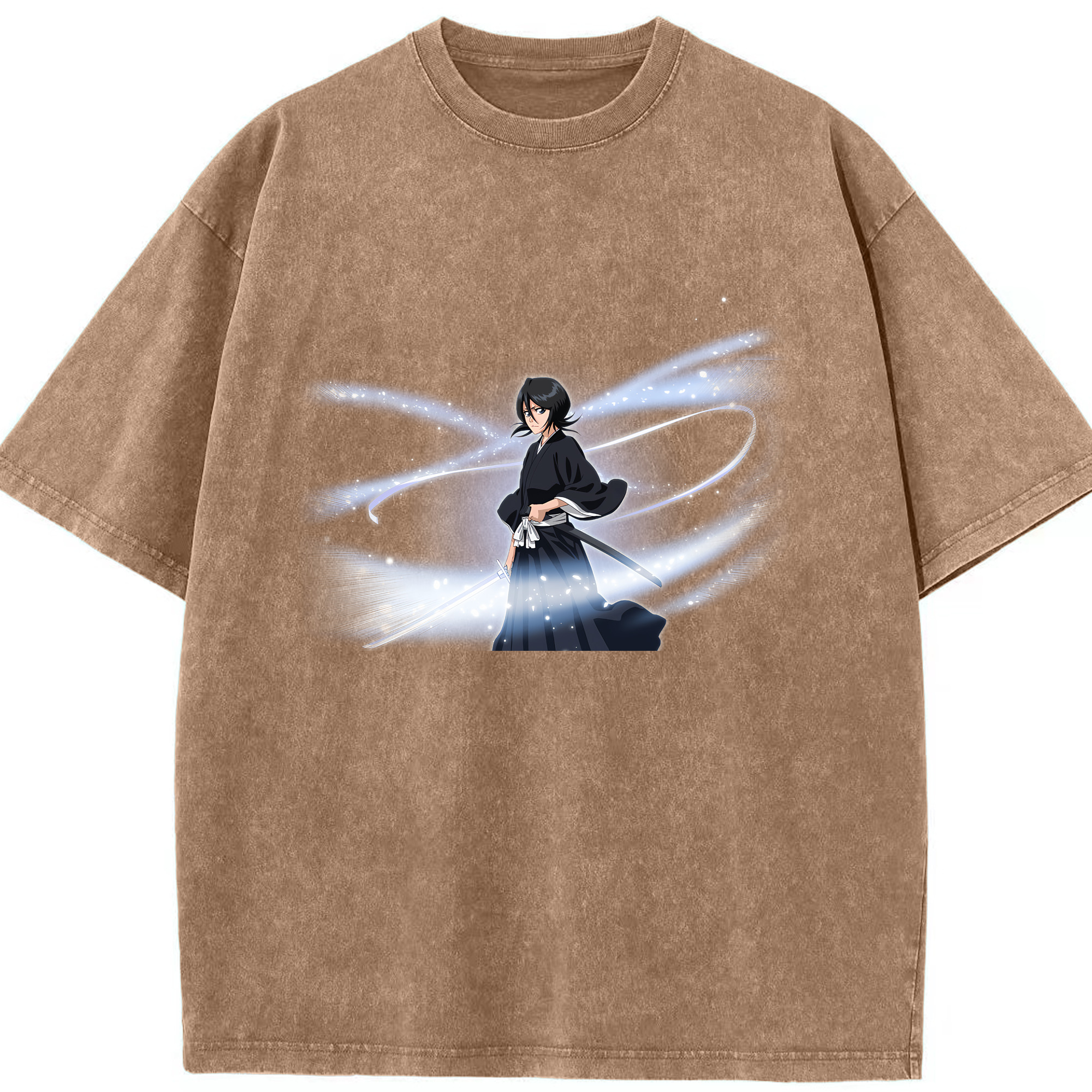 （画像用） ブリーチ 朽木ルキア BLEACH Kuchiki Rukia 綿100% ヴィンテージ風 半袖Tシャツ（フロントプリント）