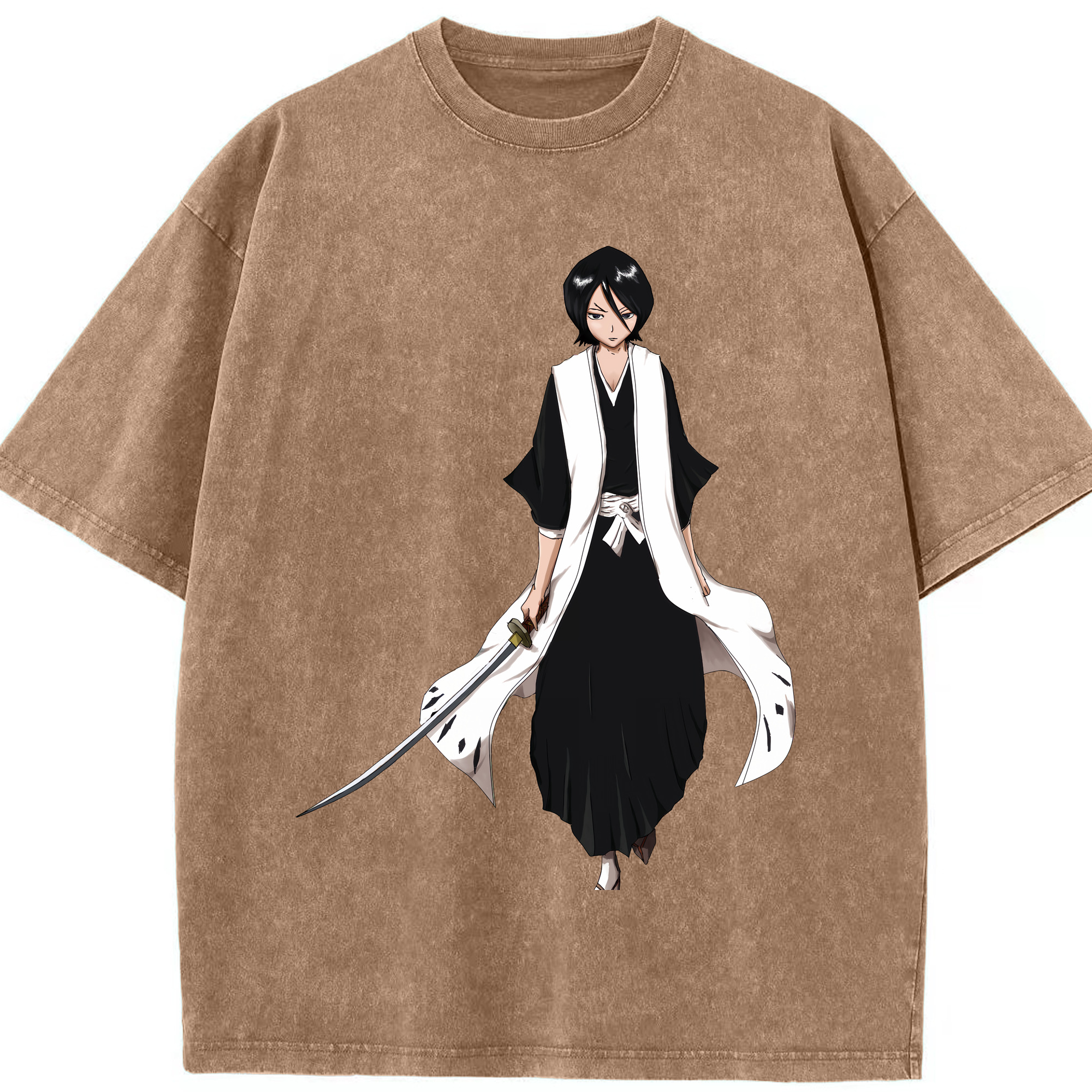 （画像用） ブリーチ 朽木ルキア BLEACH Kuchiki Rukia 綿100% ヴィンテージ風 半袖Tシャツ（フロントプリント）