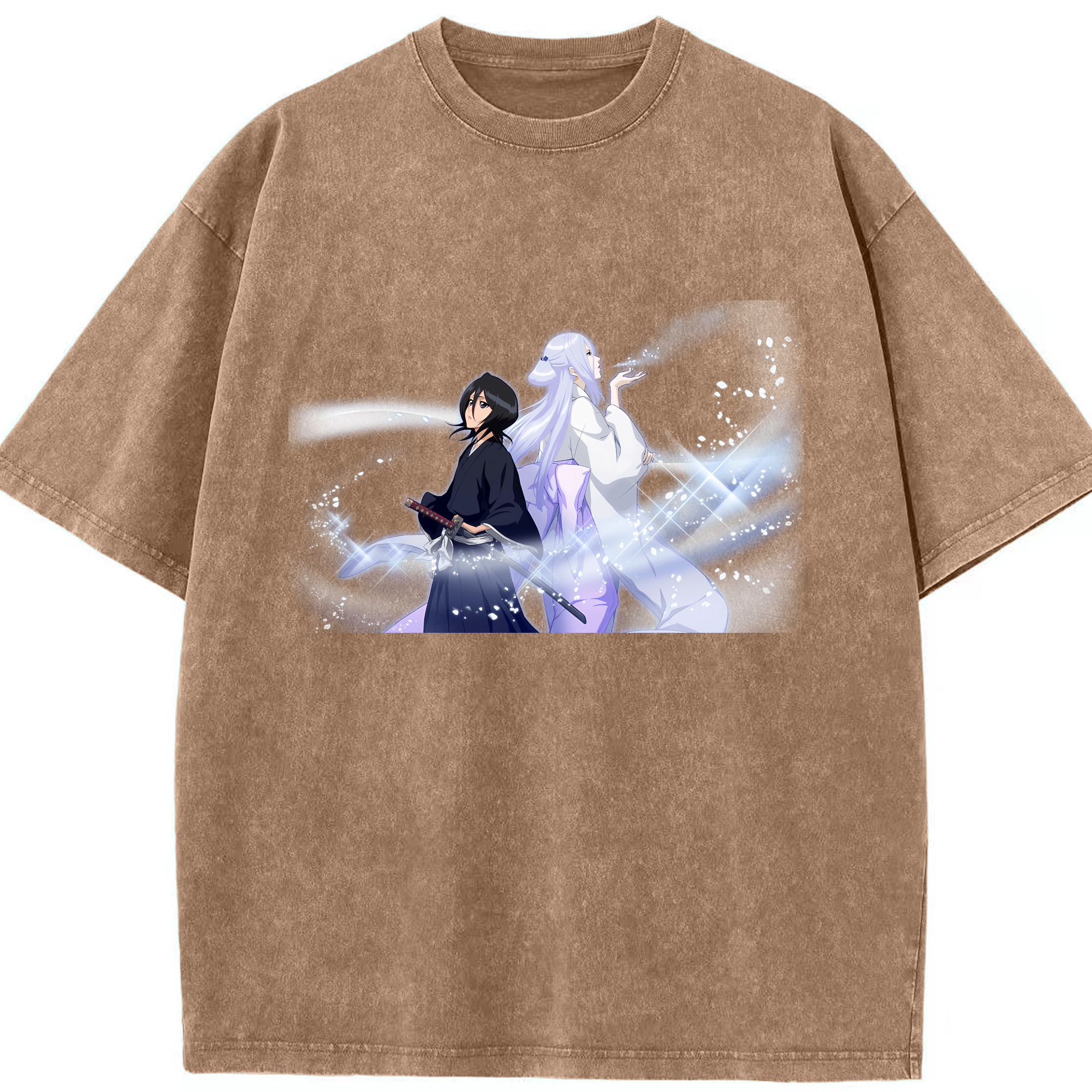 （画像用） ブリーチ 朽木ルキア BLEACH Kuchiki Rukia 綿100% ヴィンテージ風 半袖Tシャツ（フロントプリント）