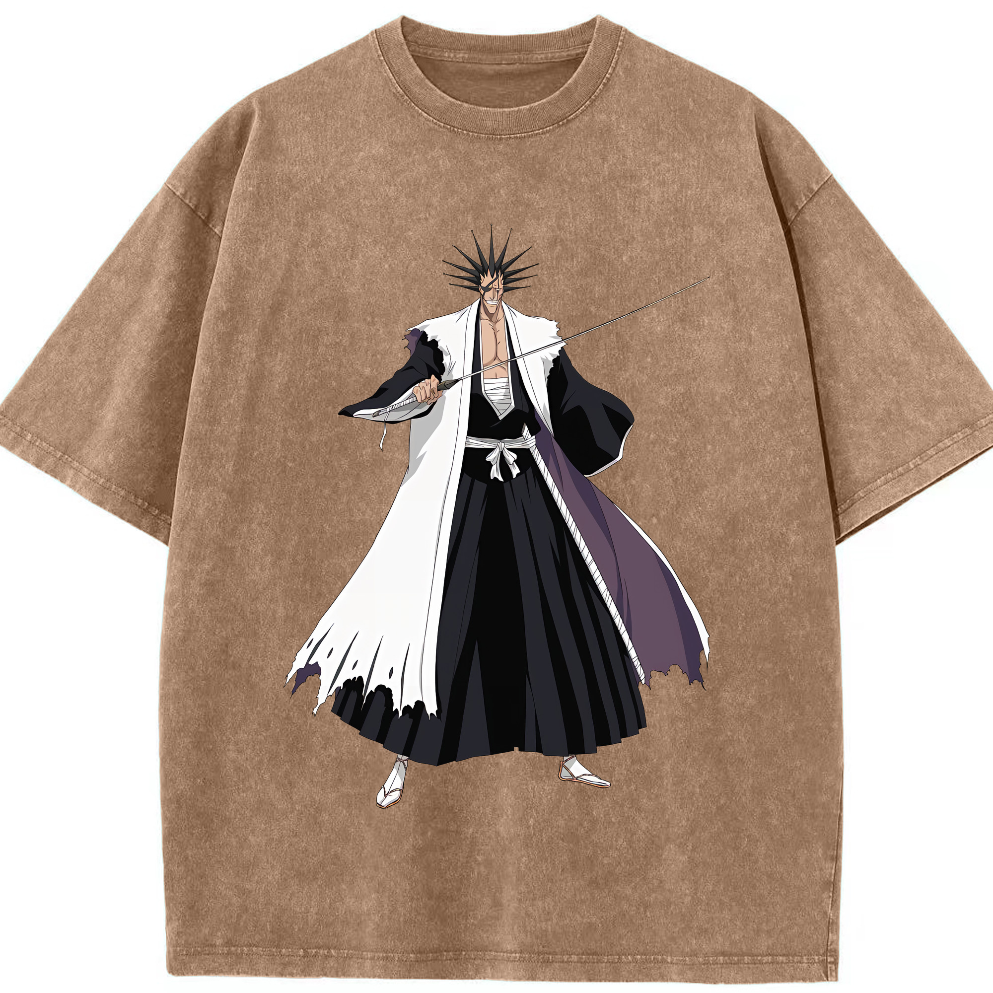 （画像用） ブリーチ ざらき けんぱち BLEACH Zaraki Kenpachi 綿100% ヴィンテージ風 半袖Tシャツ（フロントプリント）