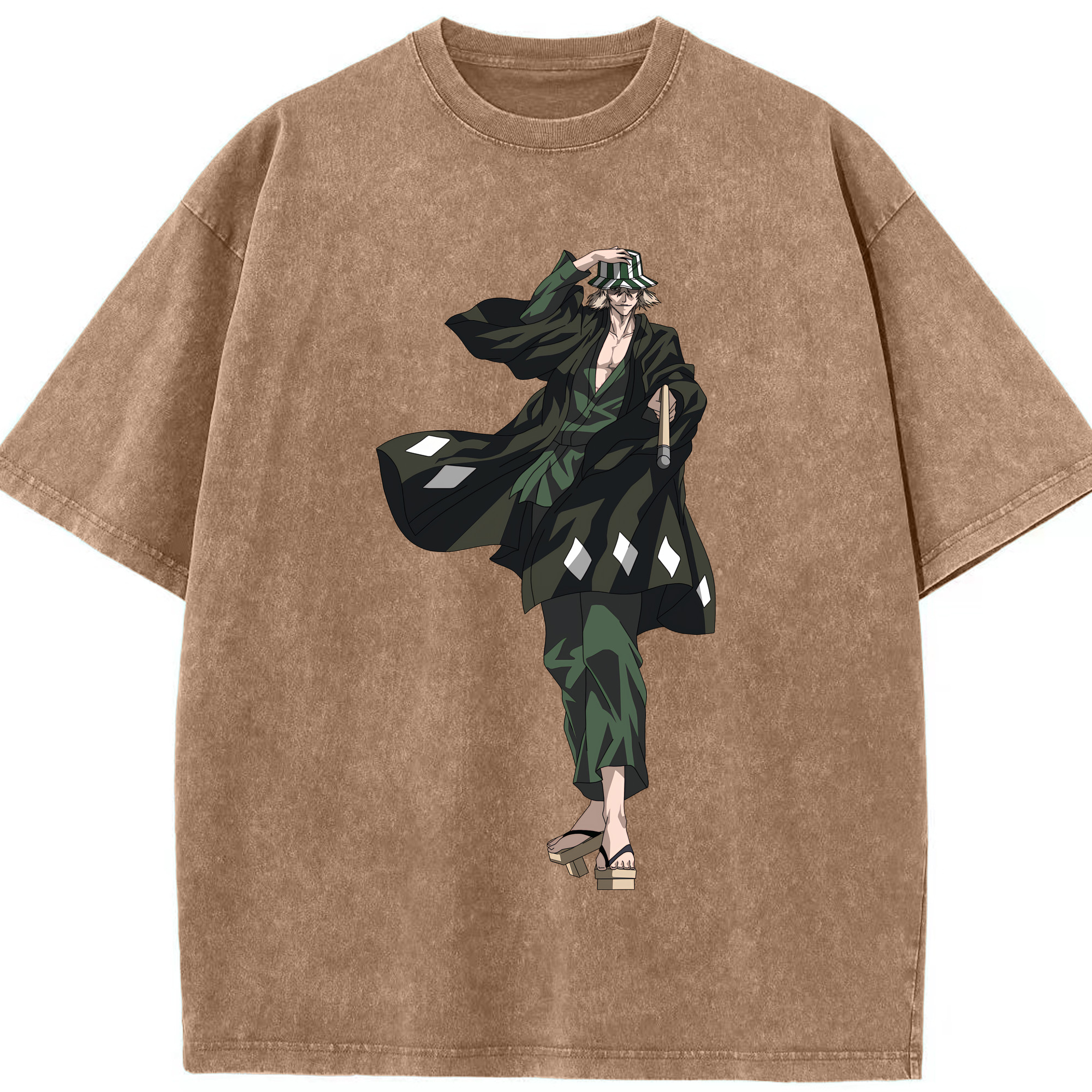 （画像用） "ブリーチ 浦原 喜助（うらはら きすけ） BLEACH Urahara Kisuke " 綿100% ヴィンテージ風 半袖Tシャツ（フロントプリント）