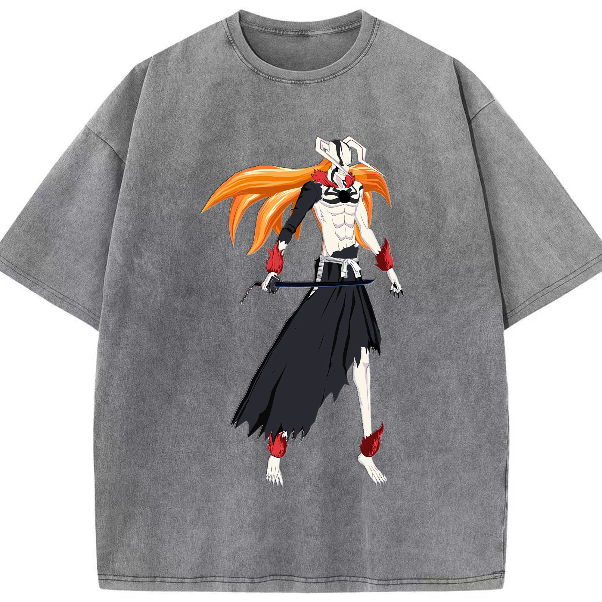 （画像用） ブリーチ 黒崎一護（くろさき いちご）BLEACH Kurosaki Ichigo 綿100% ヴィンテージ風 半袖Tシャツ（フロントプリント）