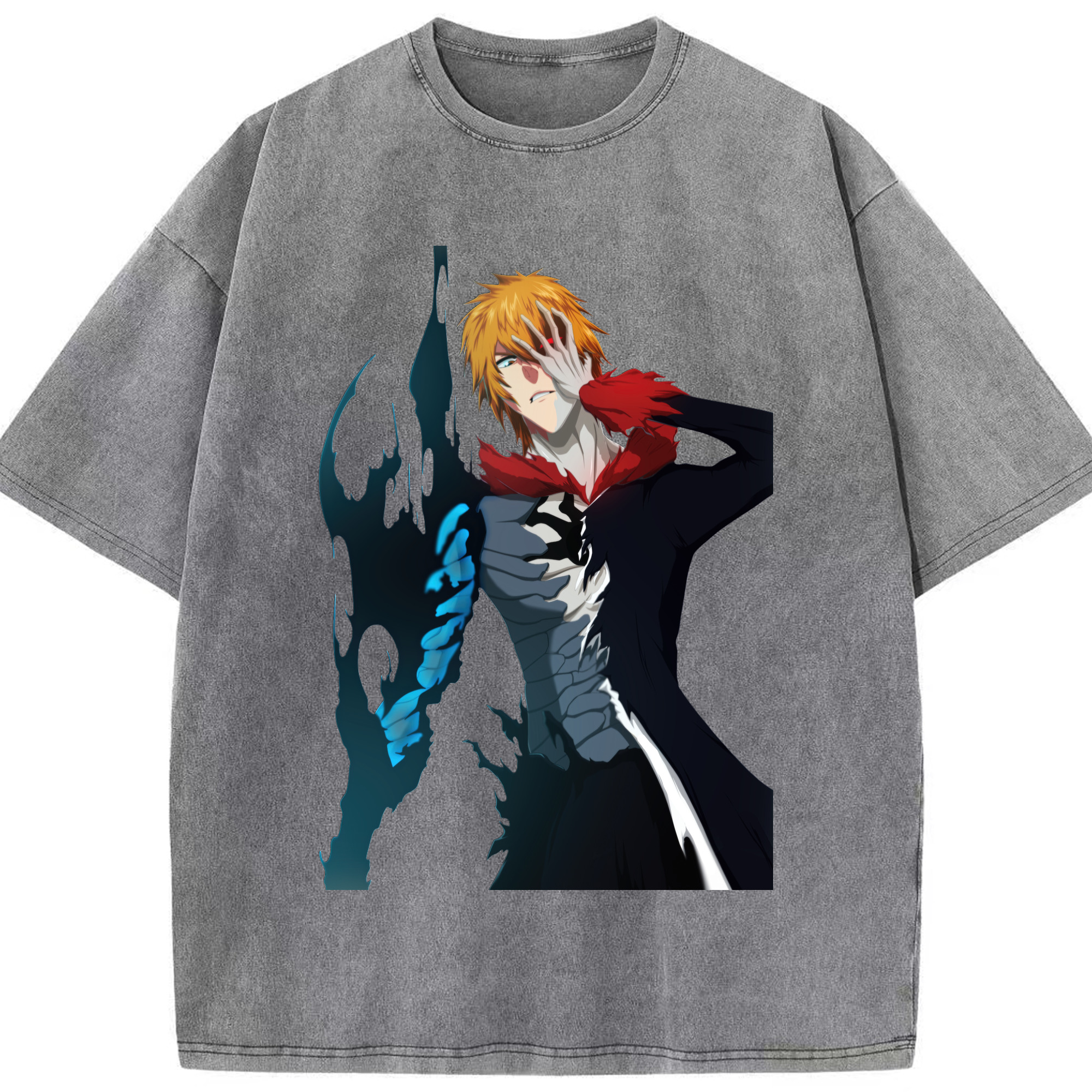 （画像用） ブリーチ 黒崎一護（くろさき いちご）BLEACH Kurosaki Ichigo 綿100% ヴィンテージ風 半袖Tシャツ（フロントプリント）