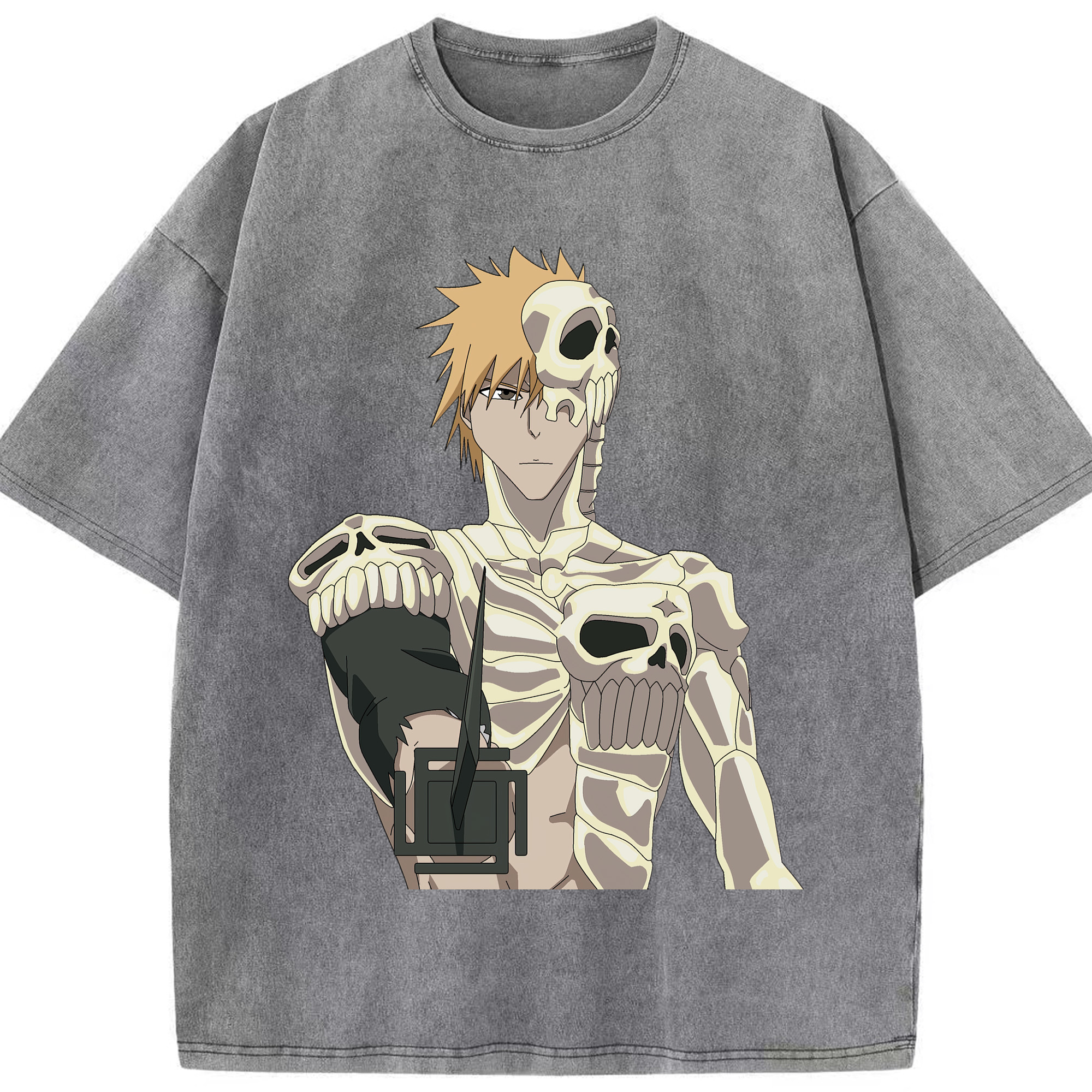 （画像用） ブリーチ 黒崎一護（くろさき いちご）BLEACH Kurosaki Ichigo 綿100% ヴィンテージ風 半袖Tシャツ（フロントプリント）