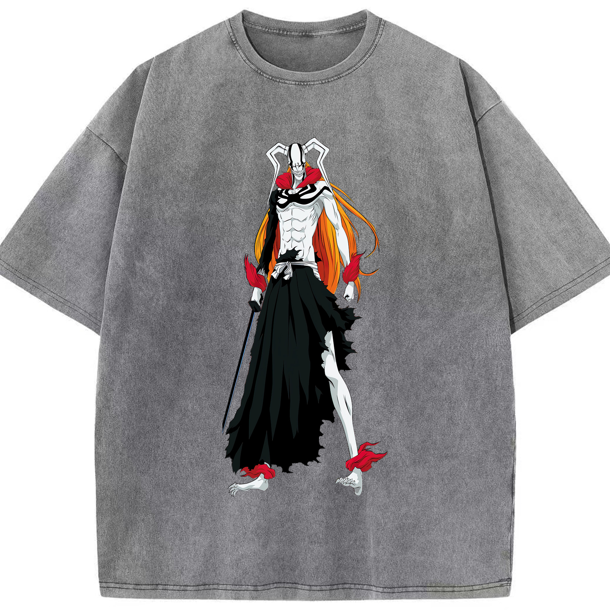 （画像用） ブリーチ 黒崎一護（くろさき いちご）BLEACH Kurosaki Ichigo 綿100% ヴィンテージ風 半袖Tシャツ（フロントプリント）