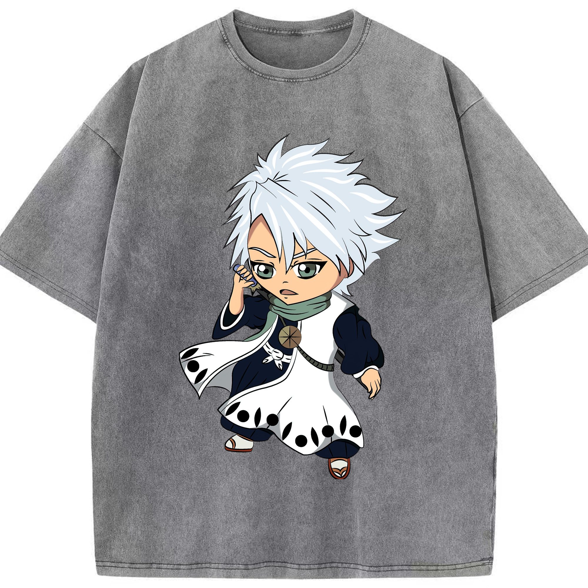 （画像用） ブリーチ 日番谷冬獅郎（ひつがや とうしろう） BLEACH Hitsugaya Toushirou 綿100% ヴィンテージ風 半袖Tシャツ（フロントプリント）