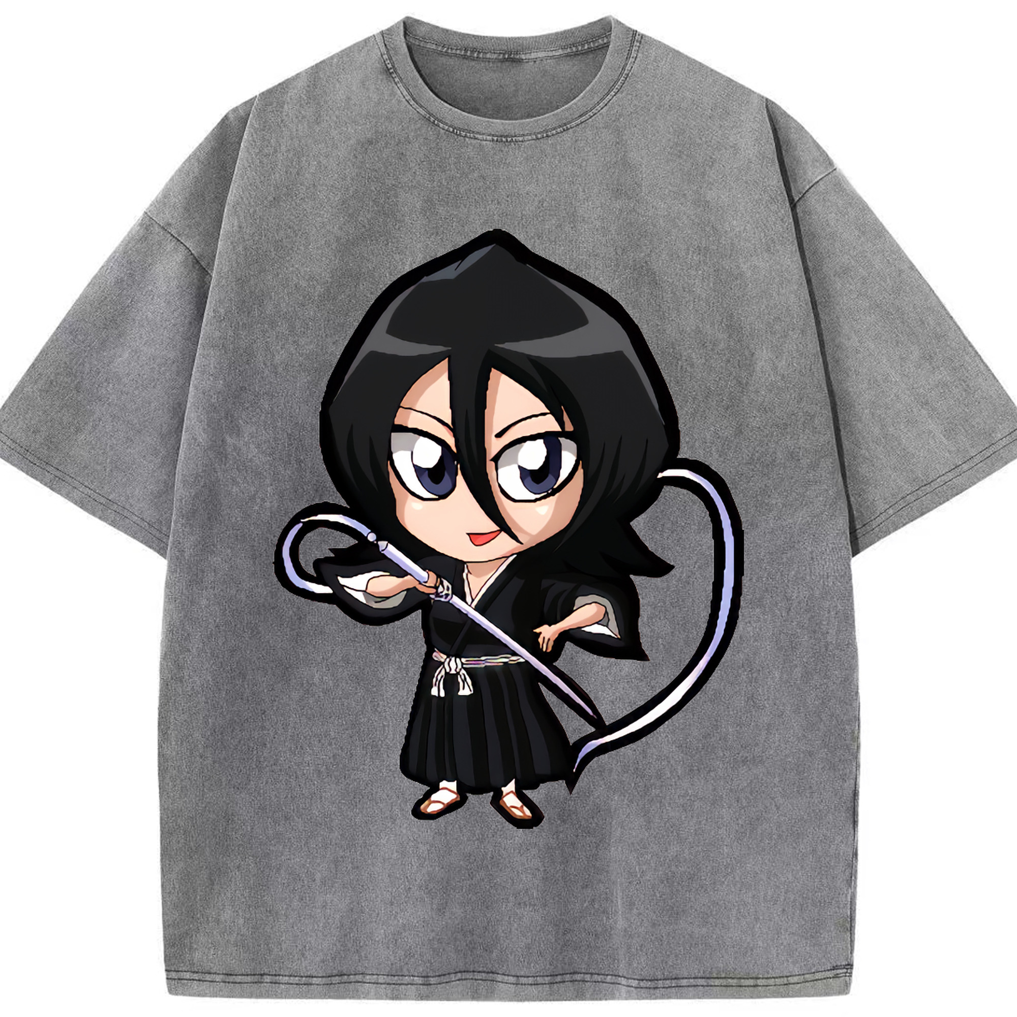 （画像用） ブリーチ 朽木ルキア BLEACH Kuchiki Rukia 綿100% ヴィンテージ風 半袖Tシャツ（フロントプリント）