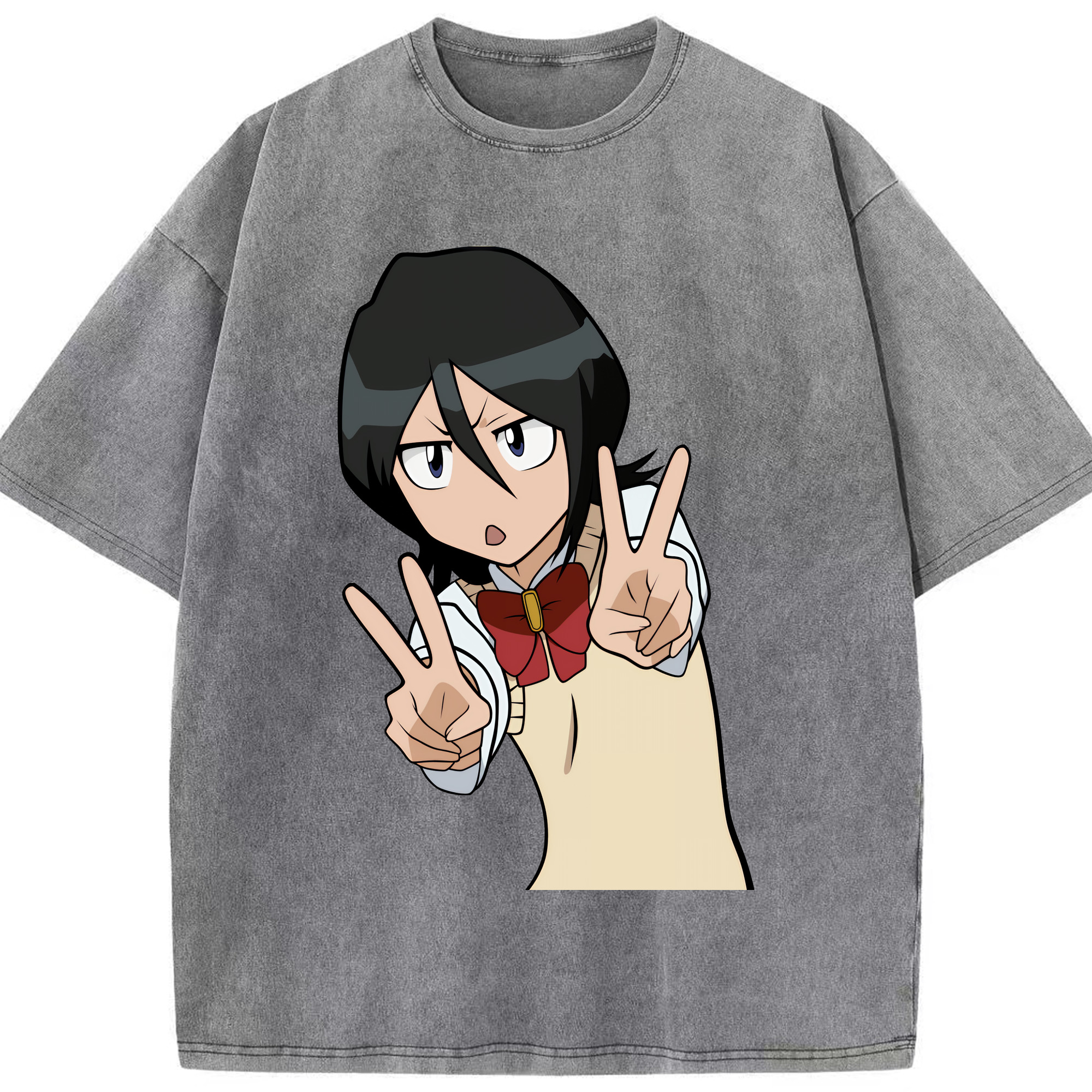 （画像用） ブリーチ 朽木ルキア BLEACH Kuchiki Rukia 綿100% ヴィンテージ風 半袖Tシャツ（フロントプリント）
