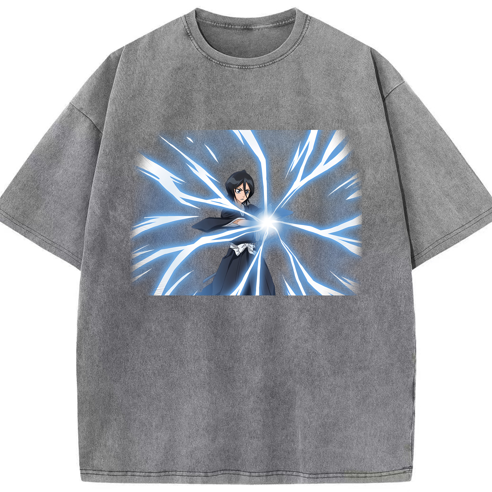 （画像用） ブリーチ 朽木ルキア BLEACH Kuchiki Rukia 綿100% ヴィンテージ風 半袖Tシャツ（フロントプリント）