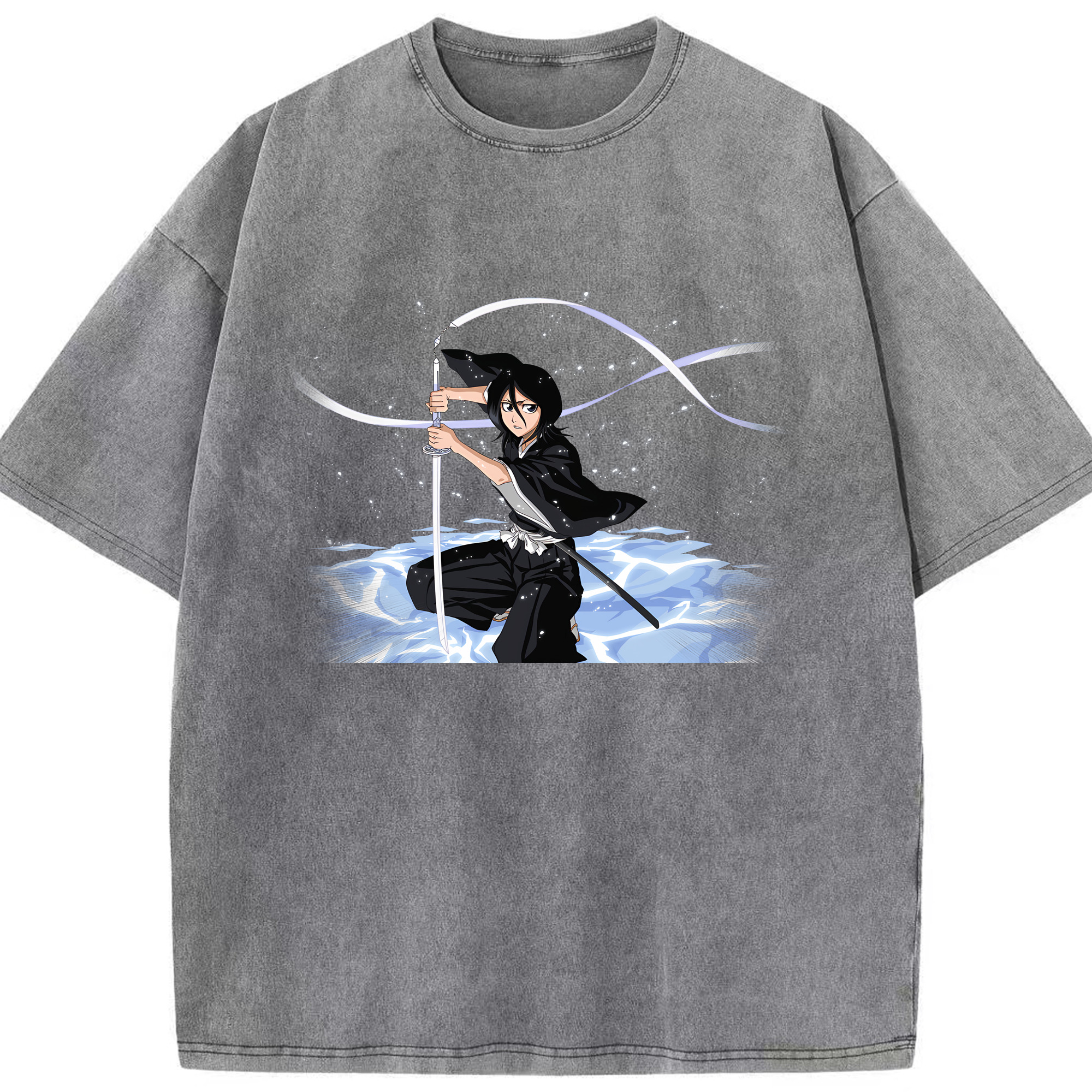 （画像用） ブリーチ 朽木ルキア BLEACH Kuchiki Rukia 綿100% ヴィンテージ風 半袖Tシャツ（フロントプリント）