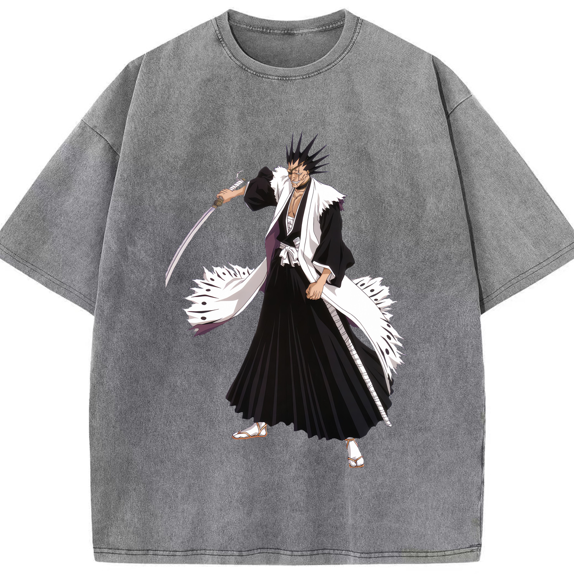 （画像用） ブリーチ ざらき けんぱち BLEACH Zaraki Kenpachi 綿100% ヴィンテージ風 半袖Tシャツ（フロントプリント）