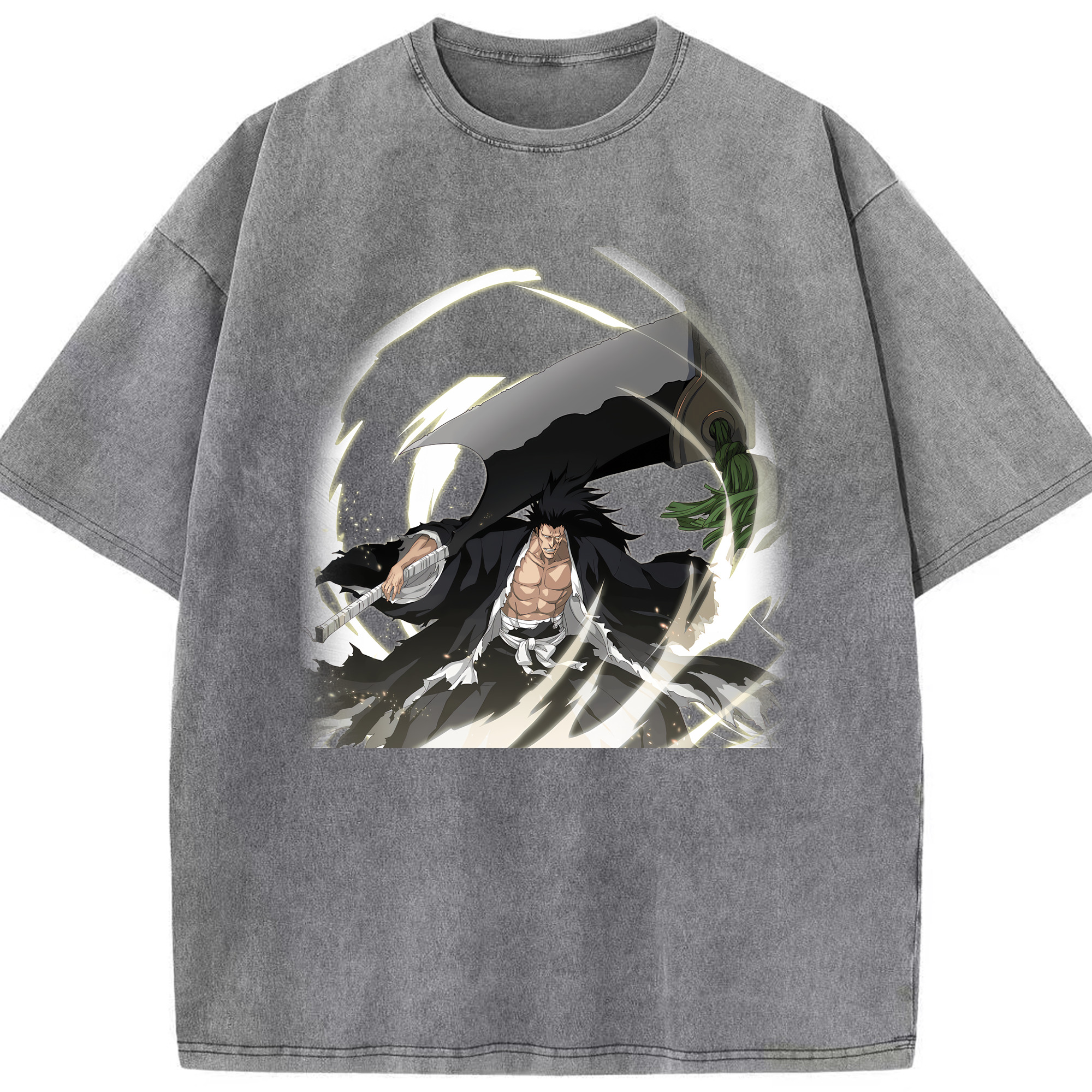 （画像用） ブリーチ ざらき けんぱち BLEACH Zaraki Kenpachi 綿100% ヴィンテージ風 半袖Tシャツ（フロントプリント）