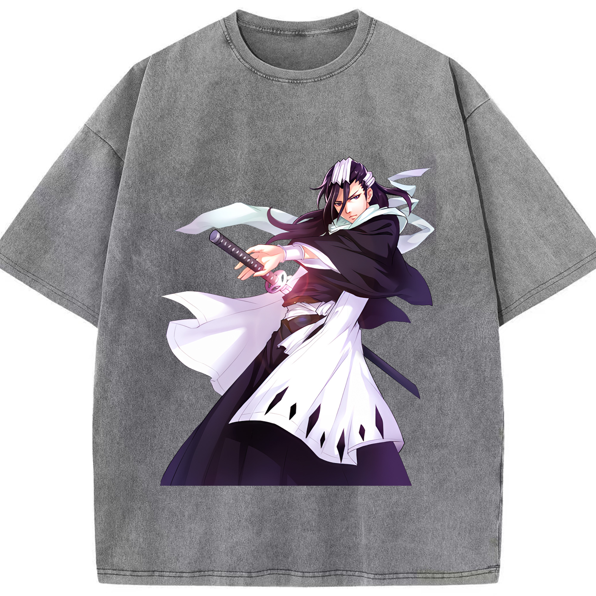（画像用） ブリーチ くちき びゃくや BLEACH Kuchiki Byakuya 綿100% ヴィンテージ風 半袖Tシャツ（フロントプリント）