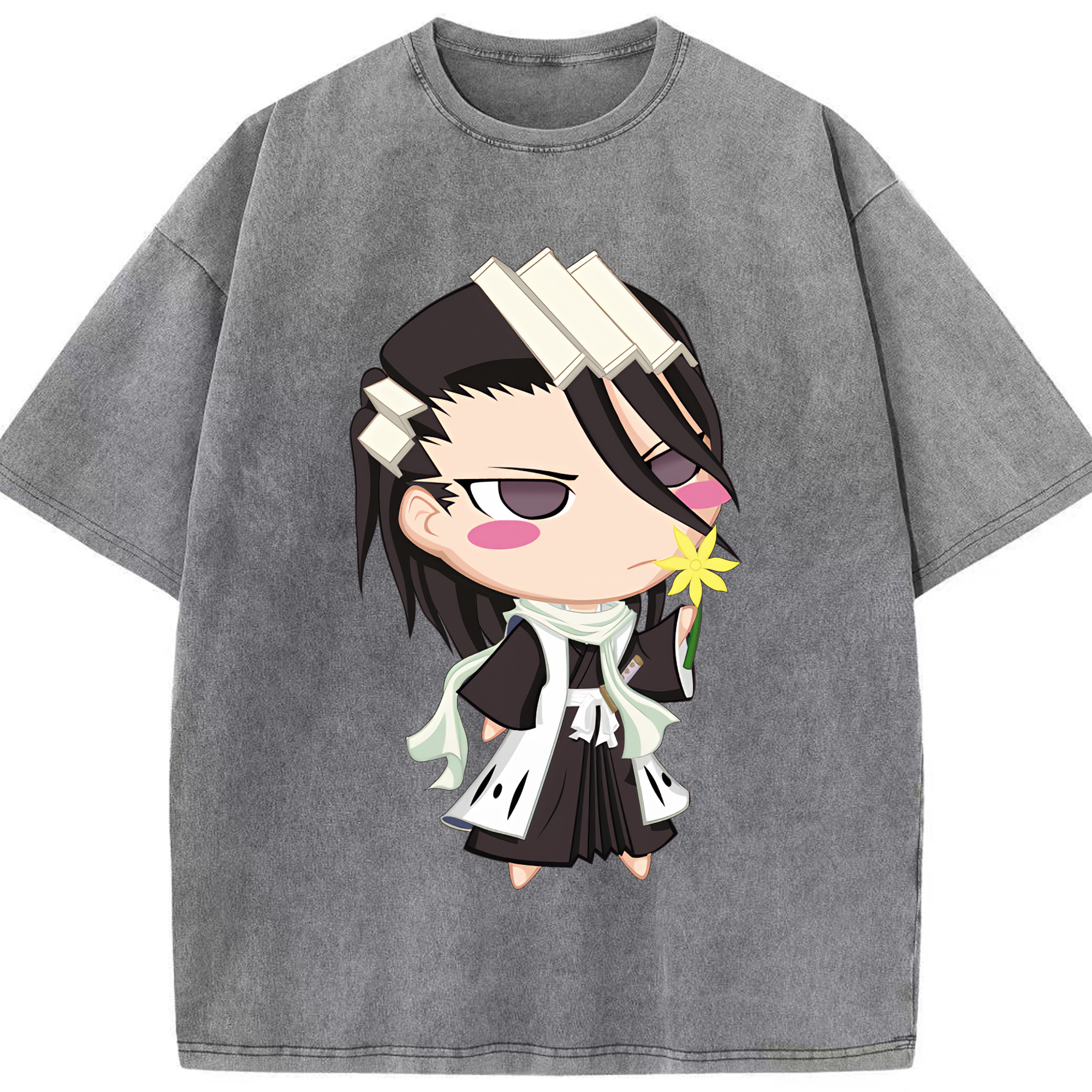 （画像用） ブリーチ くちき びゃくや BLEACH Kuchiki Byakuya 綿100% ヴィンテージ風 半袖Tシャツ（フロントプリント）