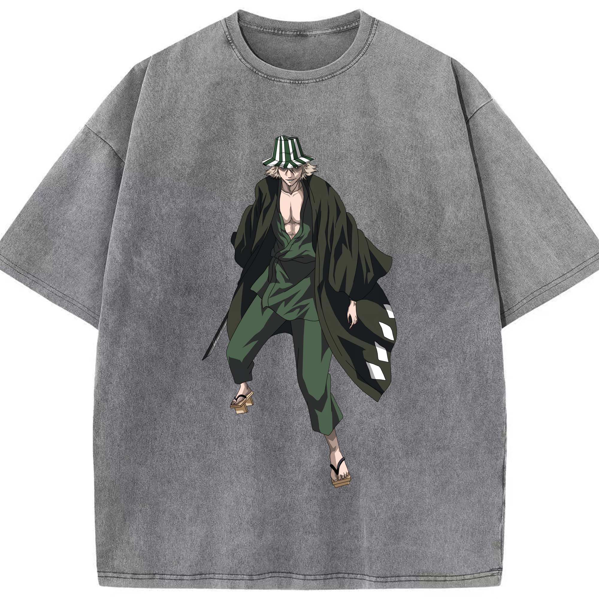（画像用） "ブリーチ 浦原 喜助（うらはら きすけ） BLEACH Urahara Kisuke " 綿100% ヴィンテージ風 半袖Tシャツ（フロントプリント）
