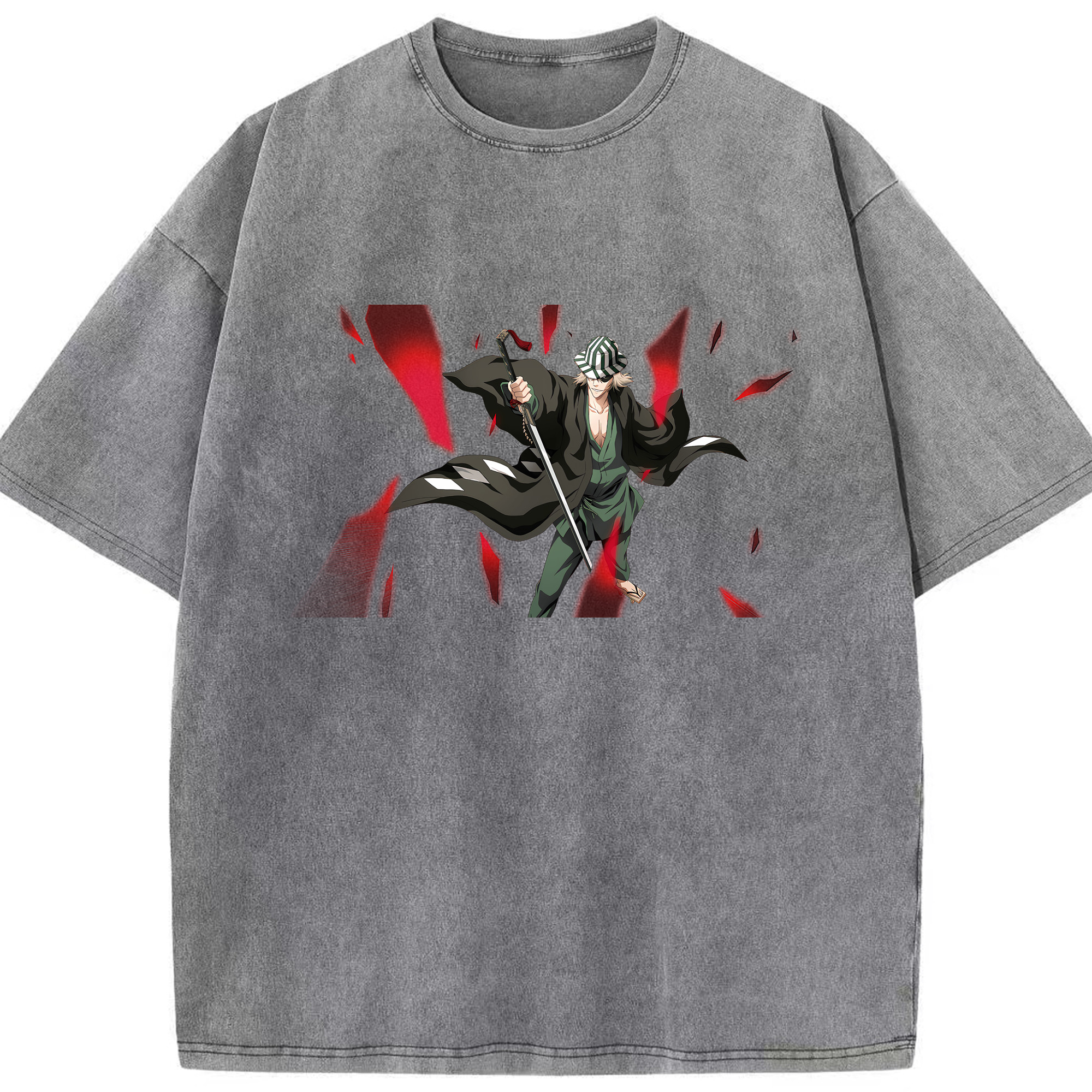 （画像用） "ブリーチ 浦原 喜助（うらはら きすけ） BLEACH Urahara Kisuke " 綿100% ヴィンテージ風 半袖Tシャツ（フロントプリント）