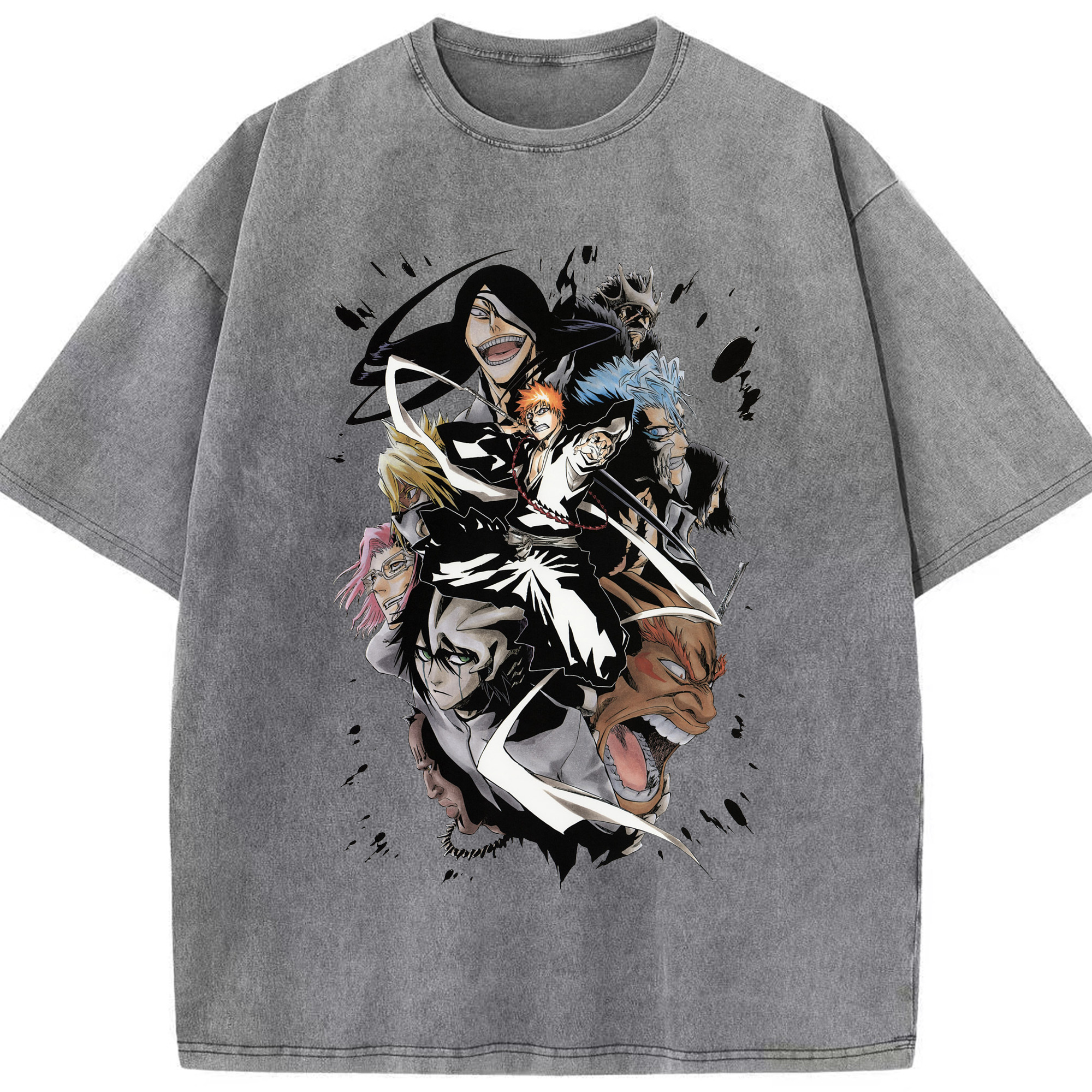 （画像用） ブリーチ 黒崎一護（くろさき いちご）BLEACH Kurosaki Ichigo 綿100% ヴィンテージ風 半袖Tシャツ（フロントプリント）