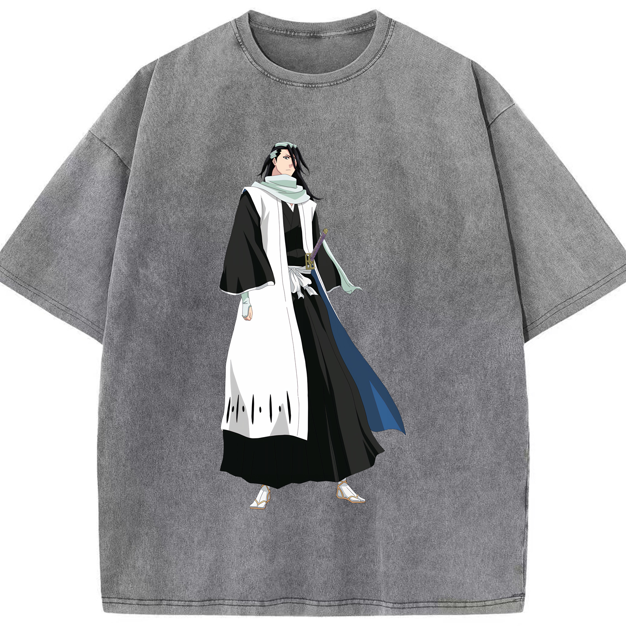 （画像用） ブリーチ くちき びゃくや BLEACH Kuchiki Byakuya 綿100% ヴィンテージ風 半袖Tシャツ（フロントプリント）