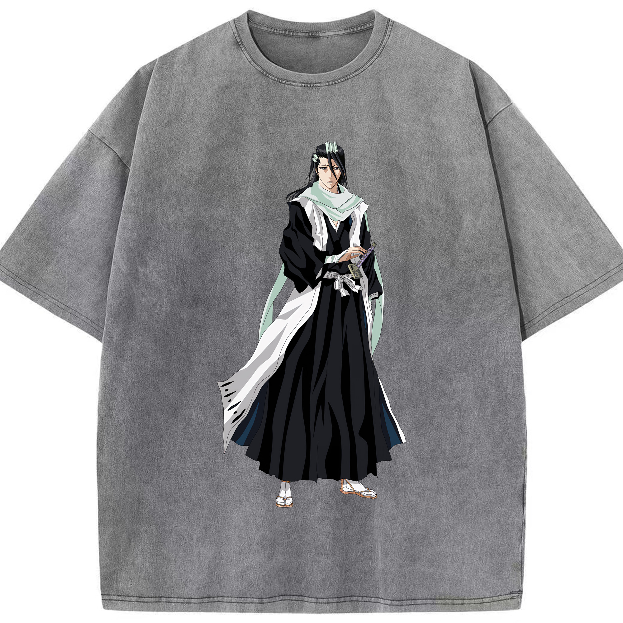 （画像用） ブリーチ くちき びゃくや BLEACH Kuchiki Byakuya 綿100% ヴィンテージ風 半袖Tシャツ（フロントプリント）