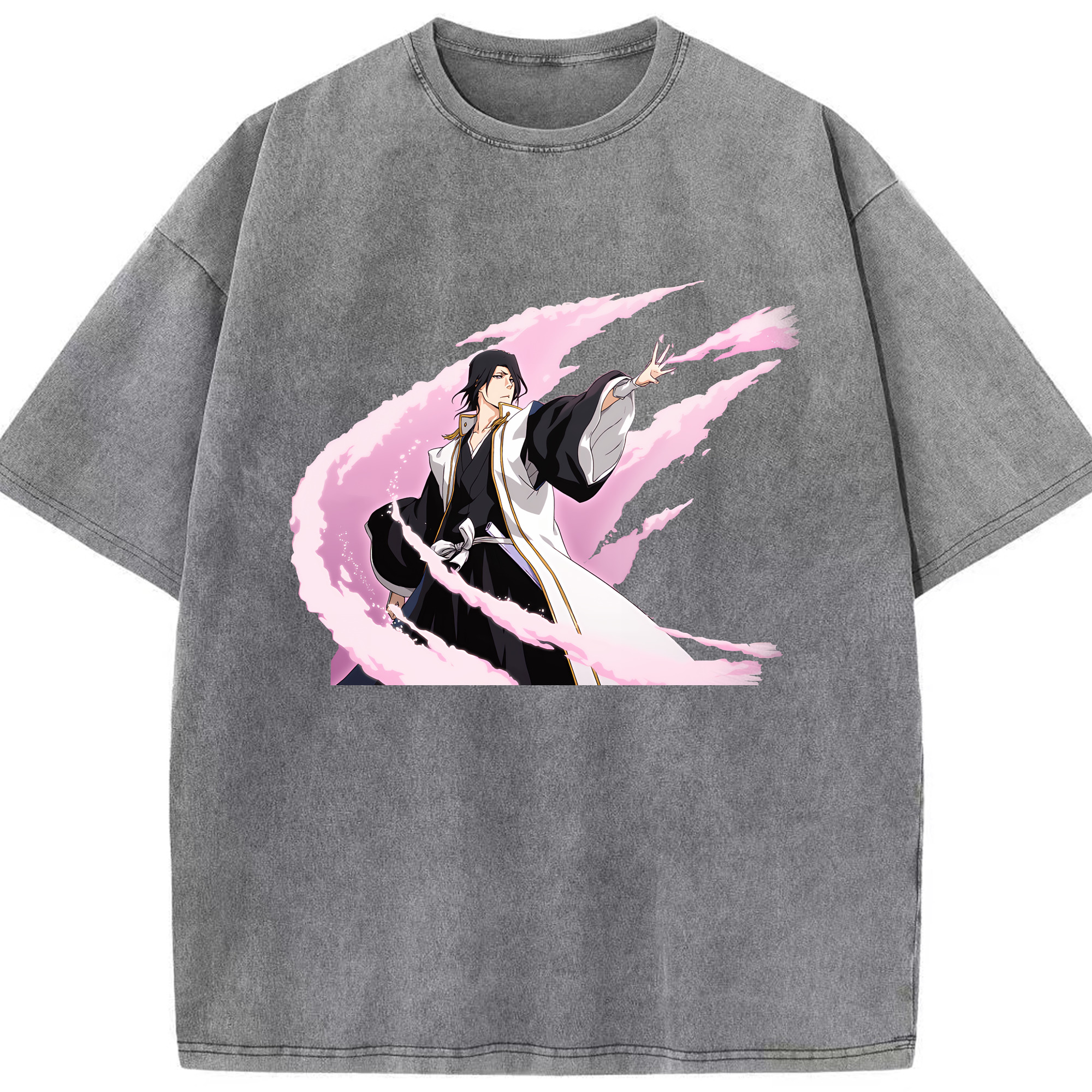 （画像用） ブリーチ くちき びゃくや BLEACH Kuchiki Byakuya 綿100% ヴィンテージ風 半袖Tシャツ（フロントプリント）