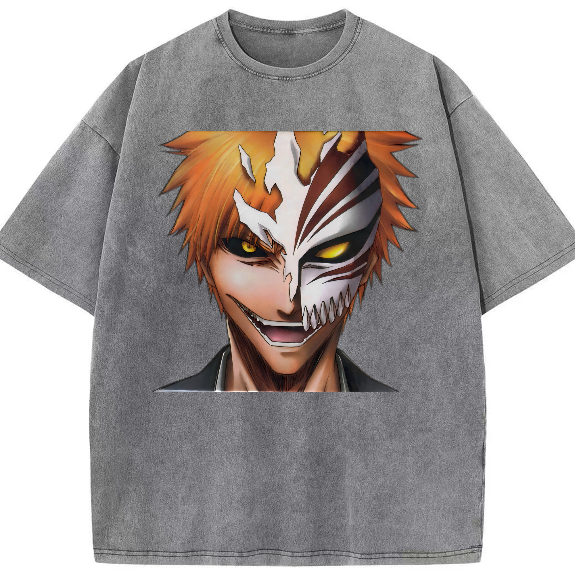 （画像用） ブリーチ 黒崎一護（くろさき いちご）BLEACH Kurosaki Ichigo 綿100% ヴィンテージ風 半袖Tシャツ（フロントプリント）