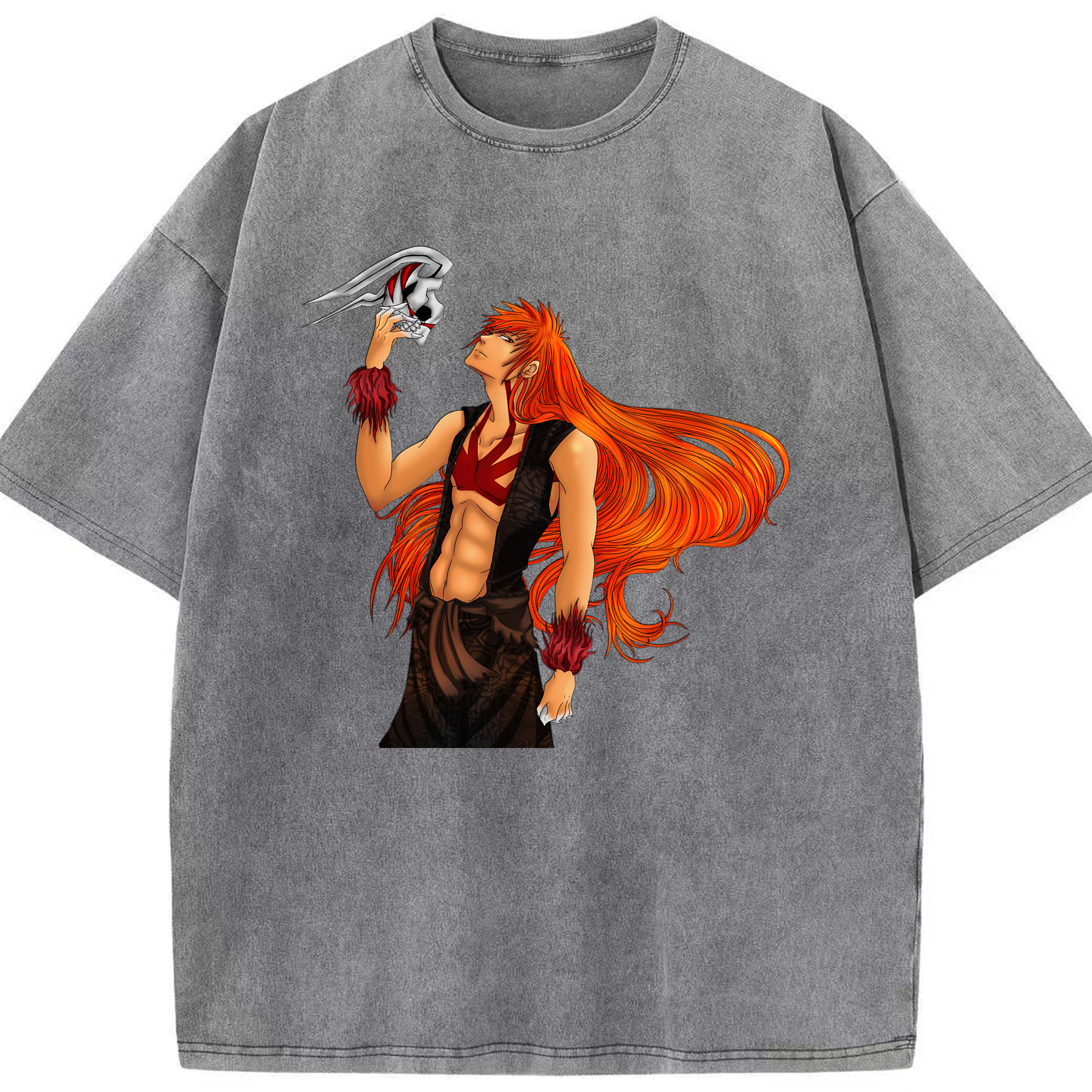 （画像用） ブリーチ 黒崎一護（くろさき いちご）BLEACH Kurosaki Ichigo 綿100% ヴィンテージ風 半袖Tシャツ（フロントプリント）