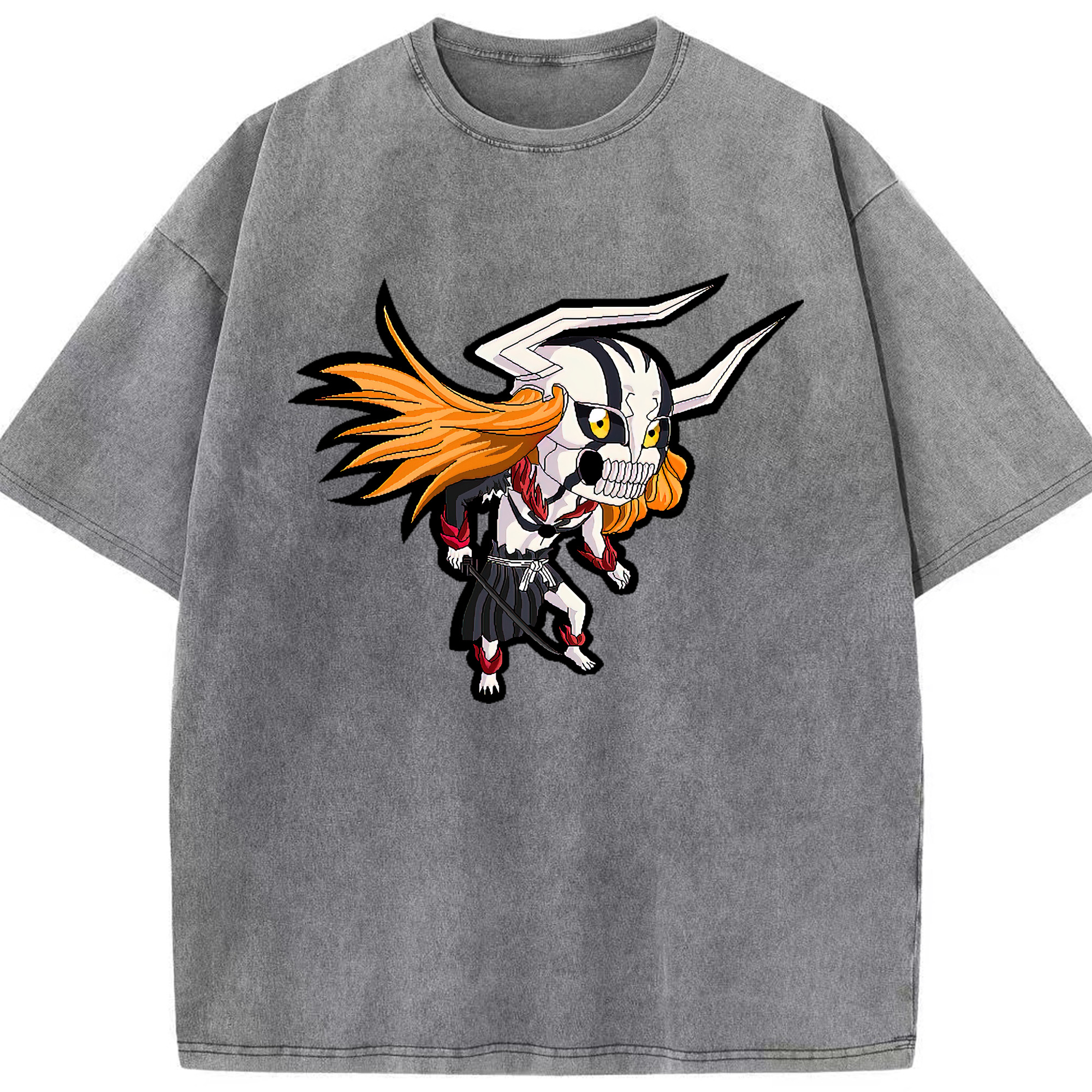 （画像用） ブリーチ 黒崎一護（くろさき いちご）BLEACH Kurosaki Ichigo 綿100% ヴィンテージ風 半袖Tシャツ（フロントプリント）