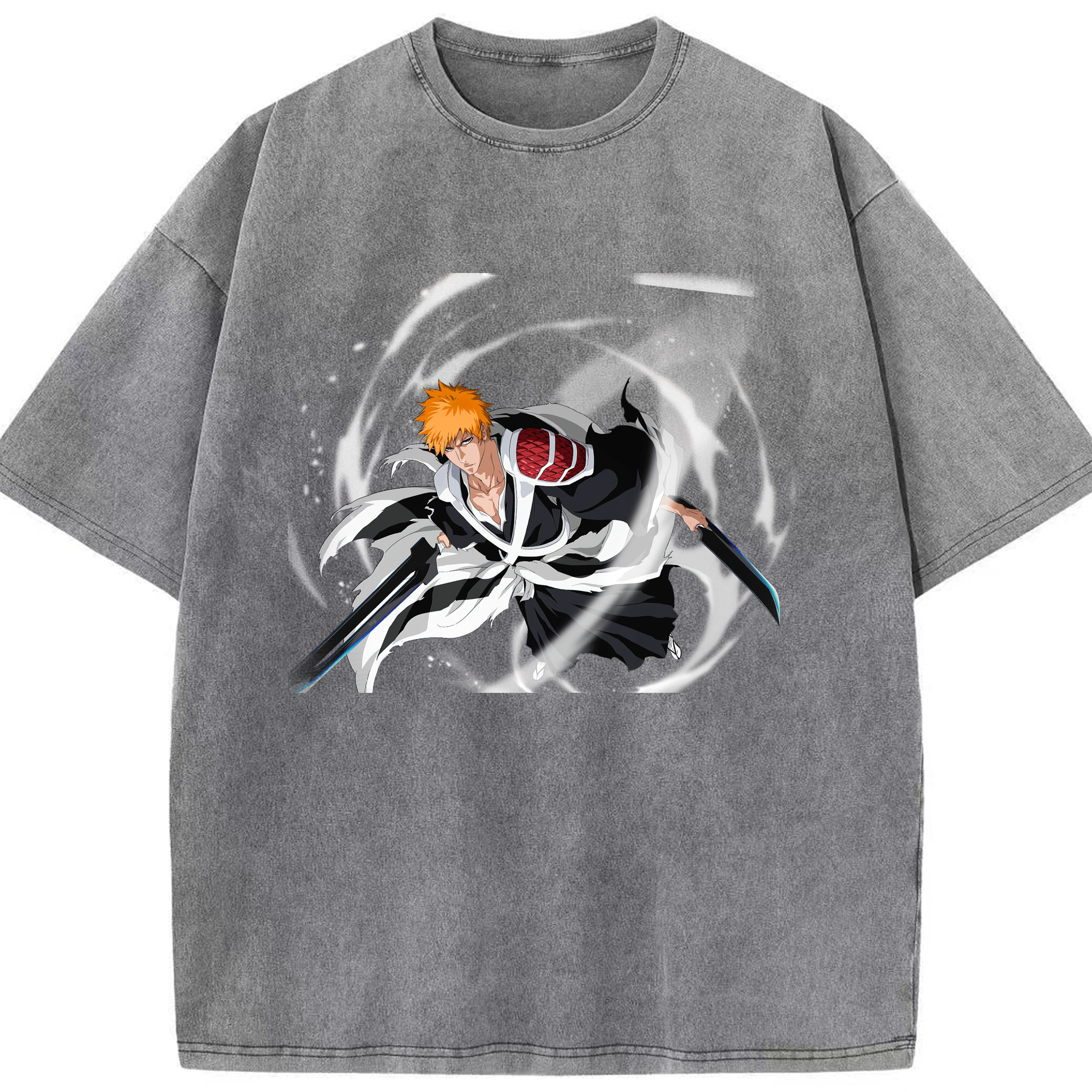 （画像用） ブリーチ 黒崎一護（くろさき いちご）BLEACH Kurosaki Ichigo 綿100% ヴィンテージ風 半袖Tシャツ（フロントプリント）