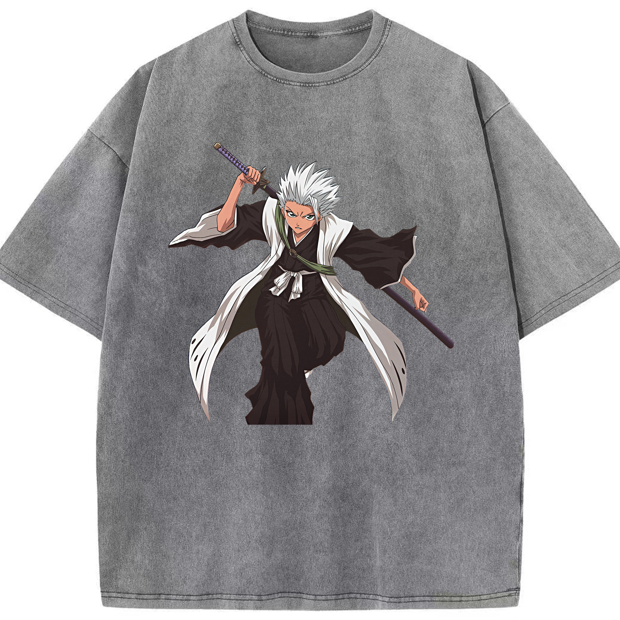 （画像用） ブリーチ 日番谷冬獅郎（ひつがや とうしろう） BLEACH Hitsugaya Toushirou 綿100% ヴィンテージ風 半袖Tシャツ（フロントプリント）