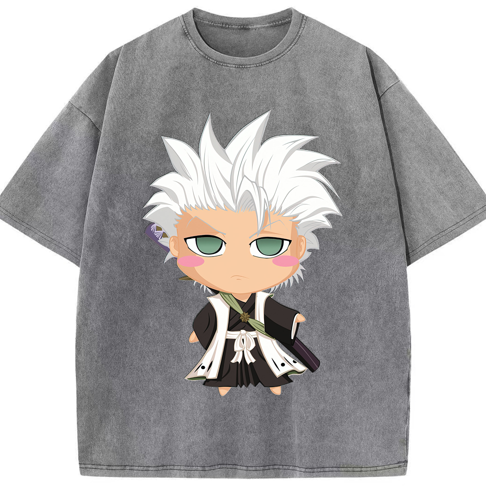 （画像用） ブリーチ 日番谷冬獅郎（ひつがや とうしろう） BLEACH Hitsugaya Toushirou 綿100% ヴィンテージ風 半袖Tシャツ（フロントプリント）