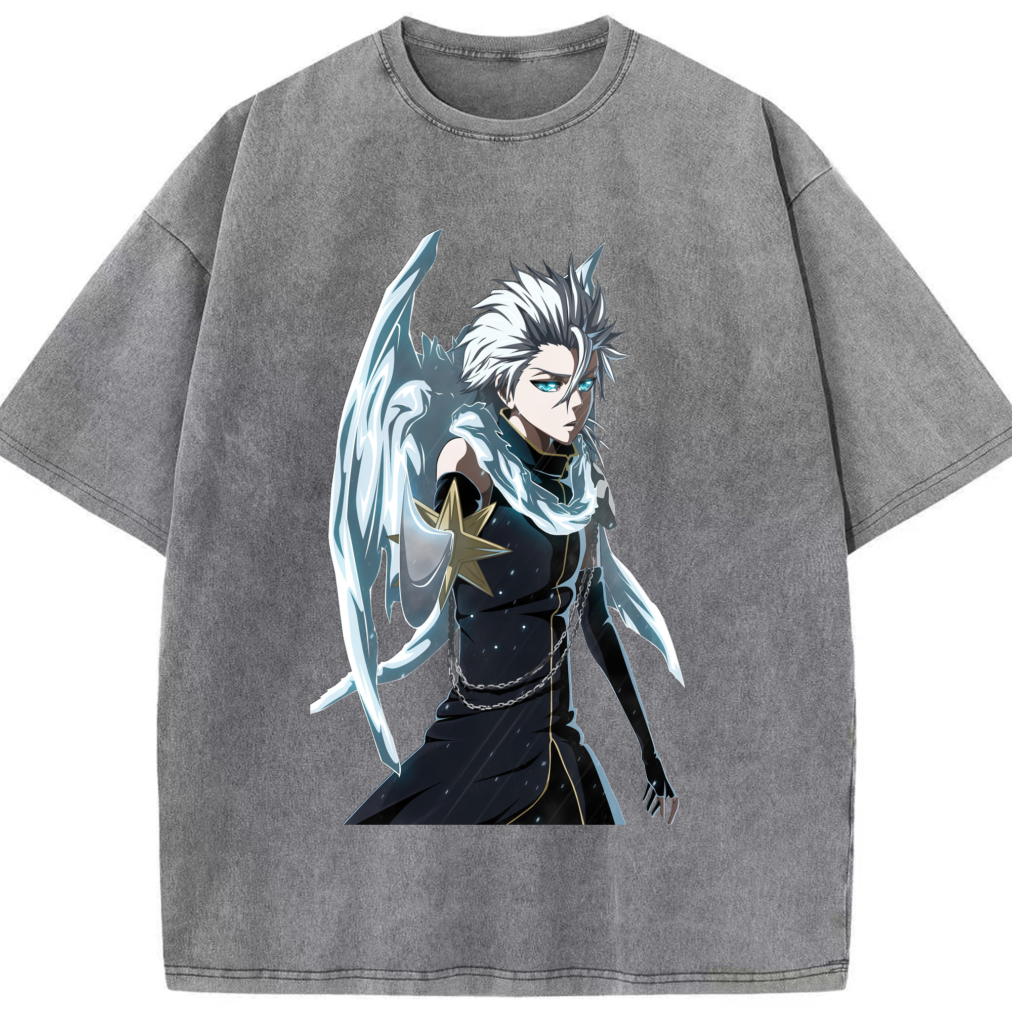 （画像用） ブリーチ 日番谷冬獅郎（ひつがや とうしろう） BLEACH Hitsugaya Toushirou 綿100% ヴィンテージ風 半袖Tシャツ（フロントプリント）