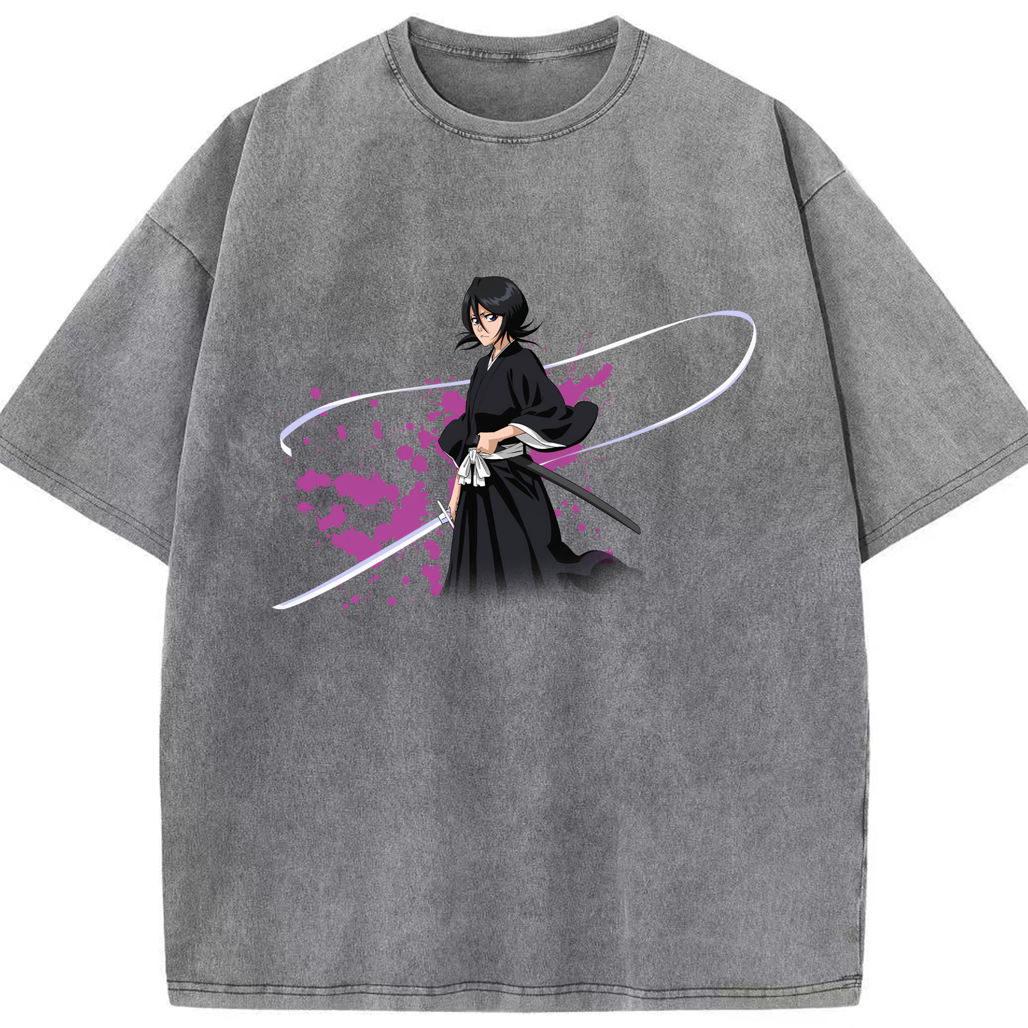 （画像用） ブリーチ 朽木ルキア BLEACH Kuchiki Rukia 綿100% ヴィンテージ風 半袖Tシャツ（フロントプリント）