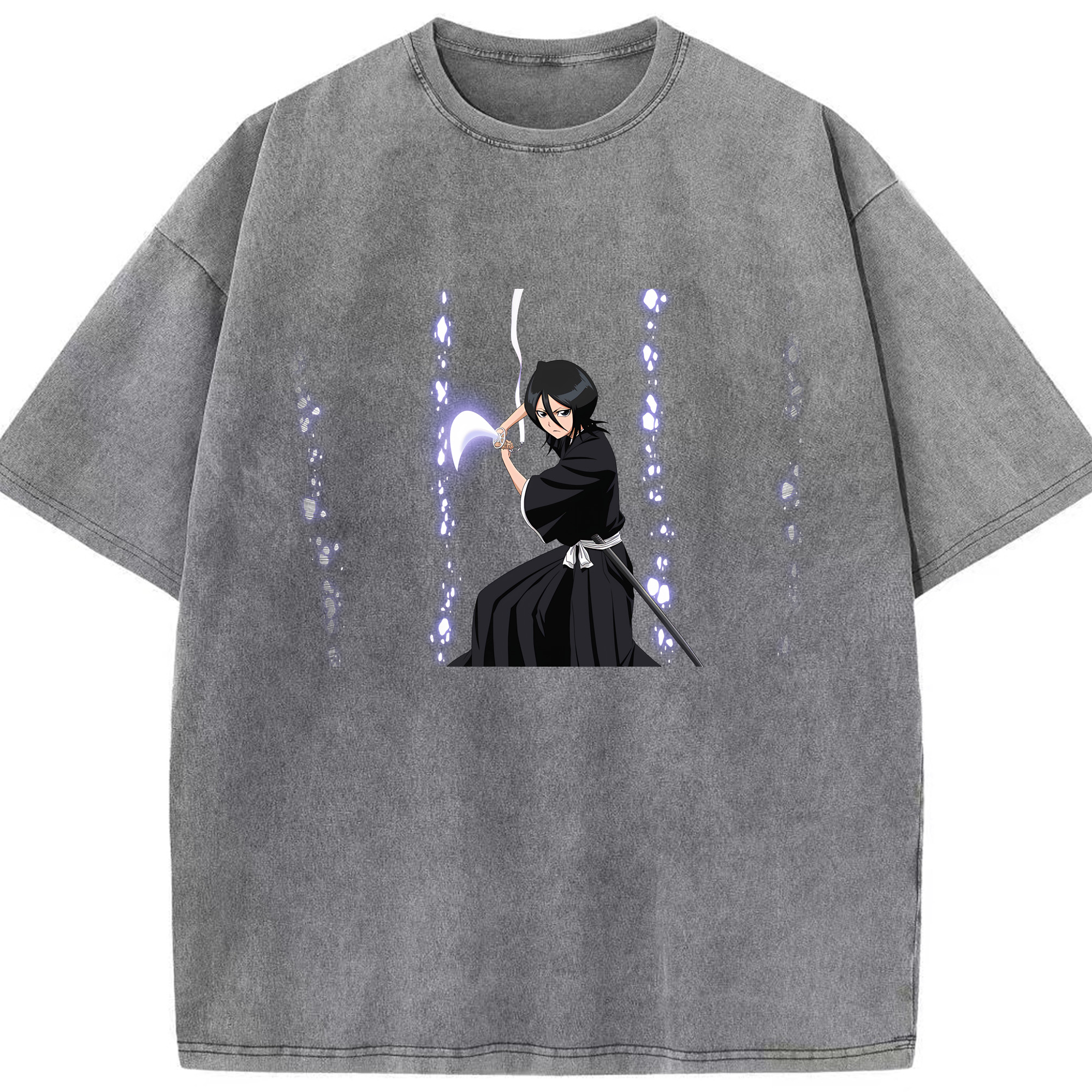 （画像用） ブリーチ 朽木ルキア BLEACH Kuchiki Rukia 綿100% ヴィンテージ風 半袖Tシャツ（フロントプリント）