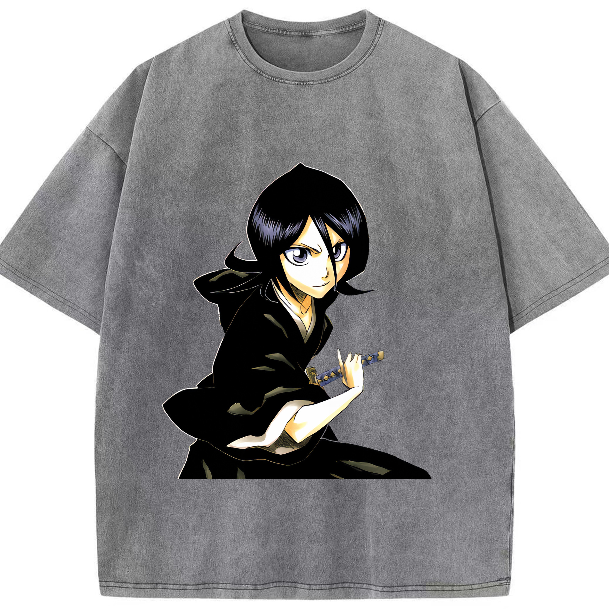 （画像用） ブリーチ 朽木ルキア BLEACH Kuchiki Rukia 綿100% ヴィンテージ風 半袖Tシャツ（フロントプリント）