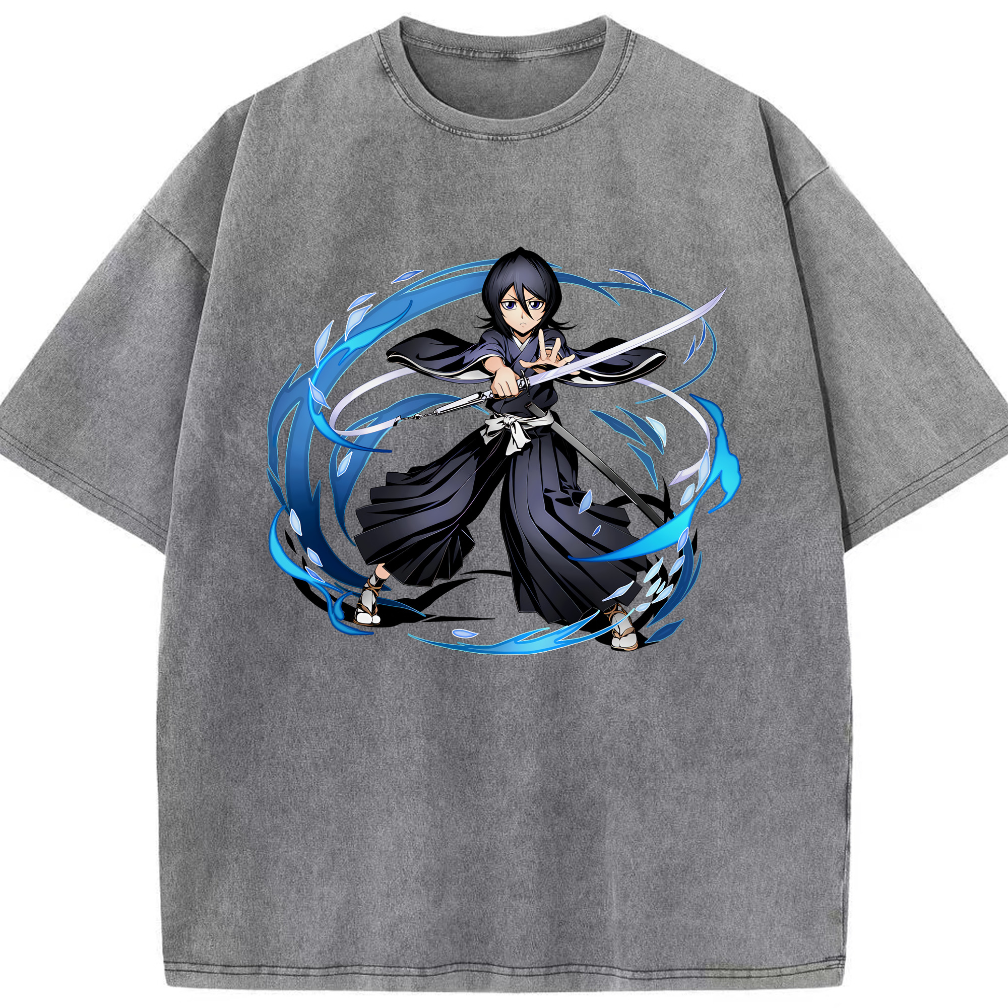（画像用） ブリーチ 朽木ルキア BLEACH Kuchiki Rukia 綿100% ヴィンテージ風 半袖Tシャツ（フロントプリント）