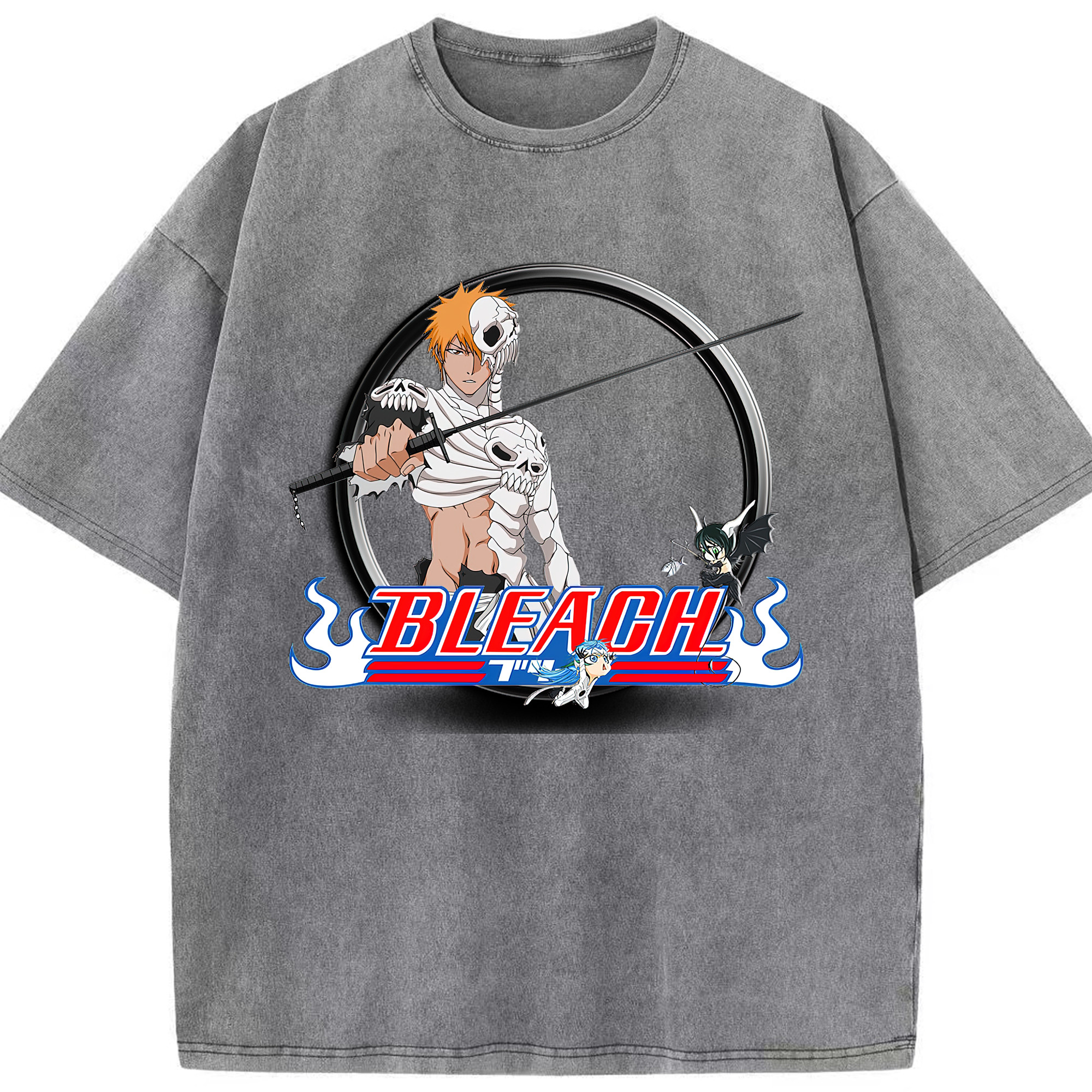 （画像用） ブリーチ 黒崎一護（くろさき いちご）BLEACH Kurosaki Ichigo 綿100% ヴィンテージ風 半袖Tシャツ（フロントプリント）