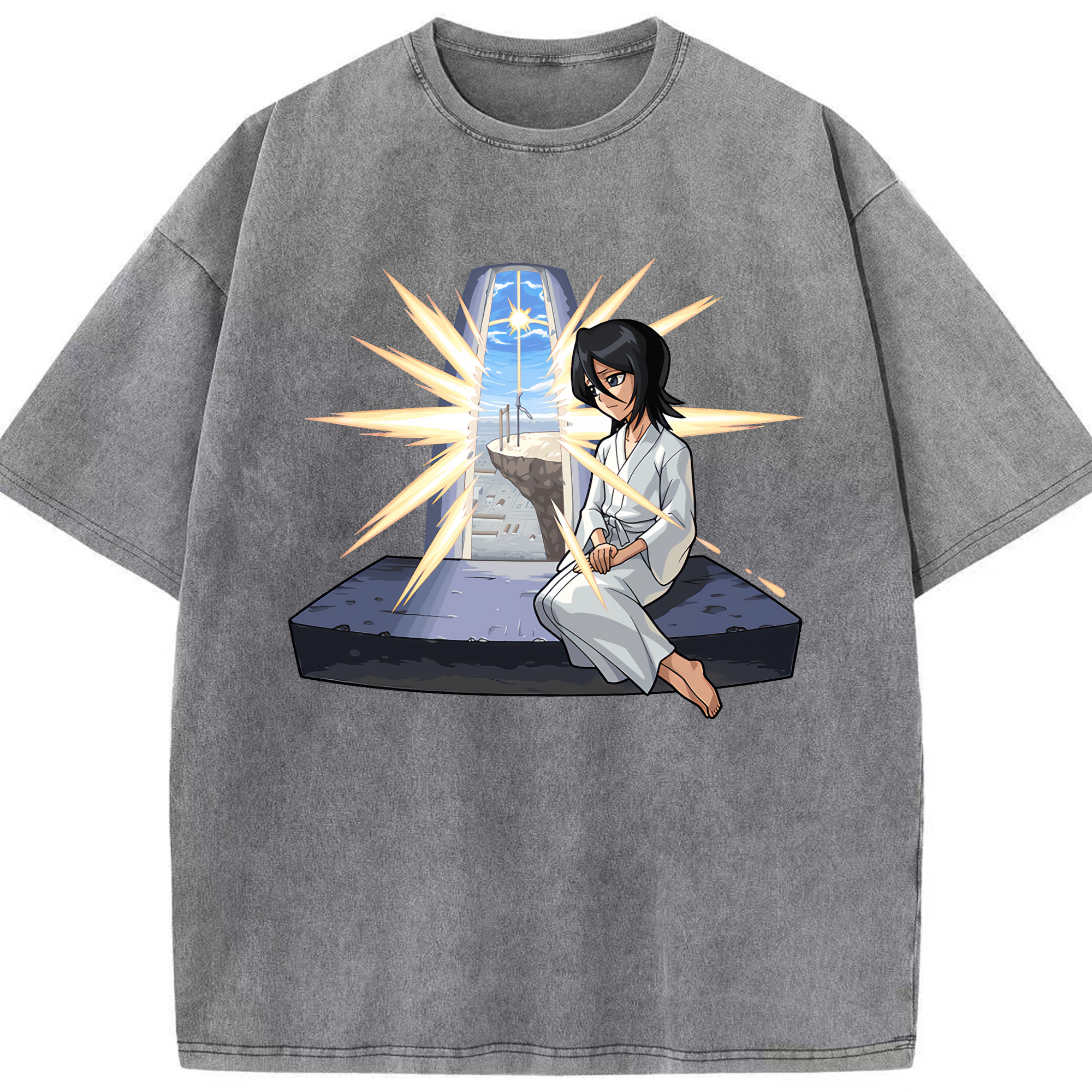 （画像用） ブリーチ 朽木ルキア BLEACH Kuchiki Rukia 綿100% ヴィンテージ風 半袖Tシャツ（フロントプリント）