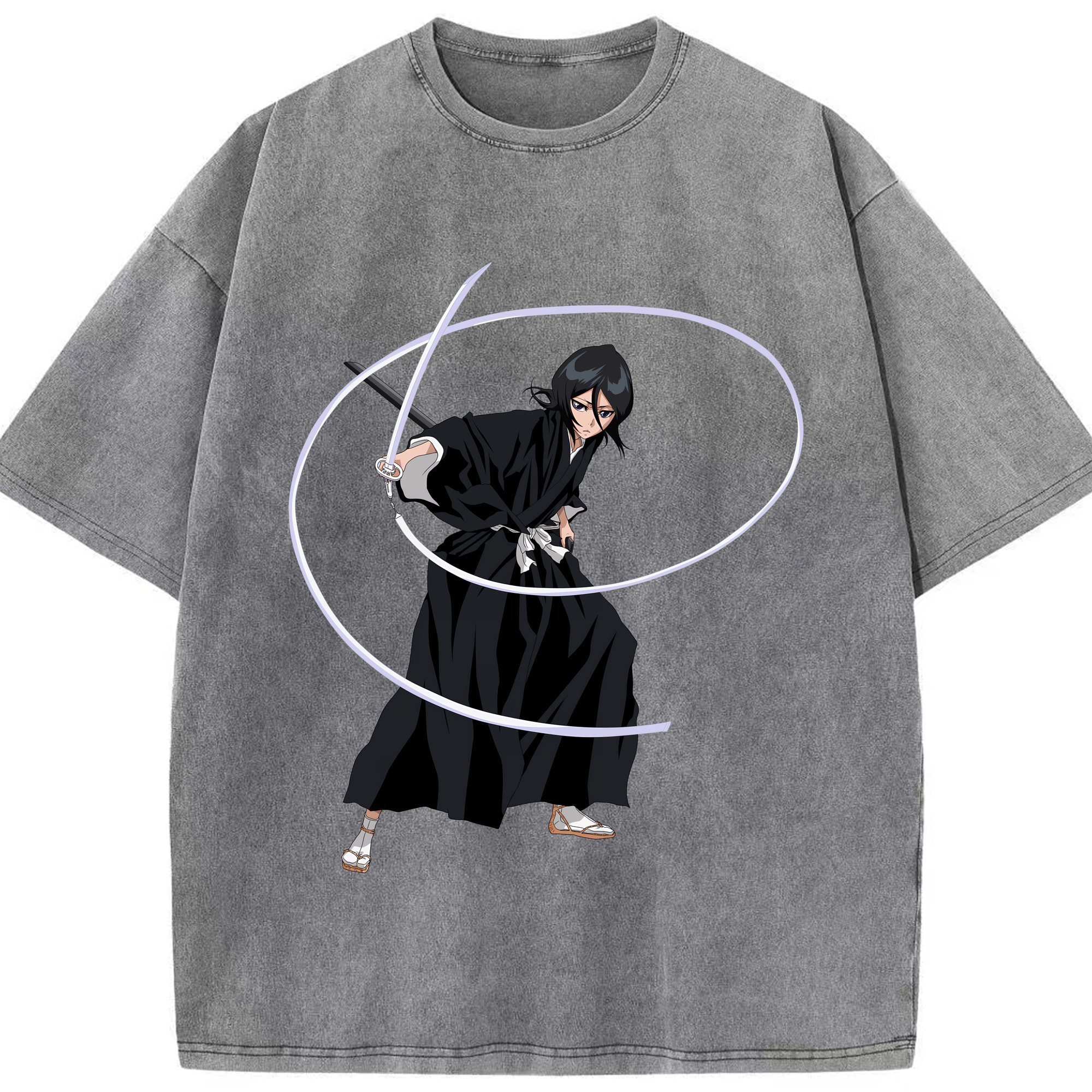 （画像用） ブリーチ 朽木ルキア BLEACH Kuchiki Rukia 綿100% ヴィンテージ風 半袖Tシャツ（フロントプリント）