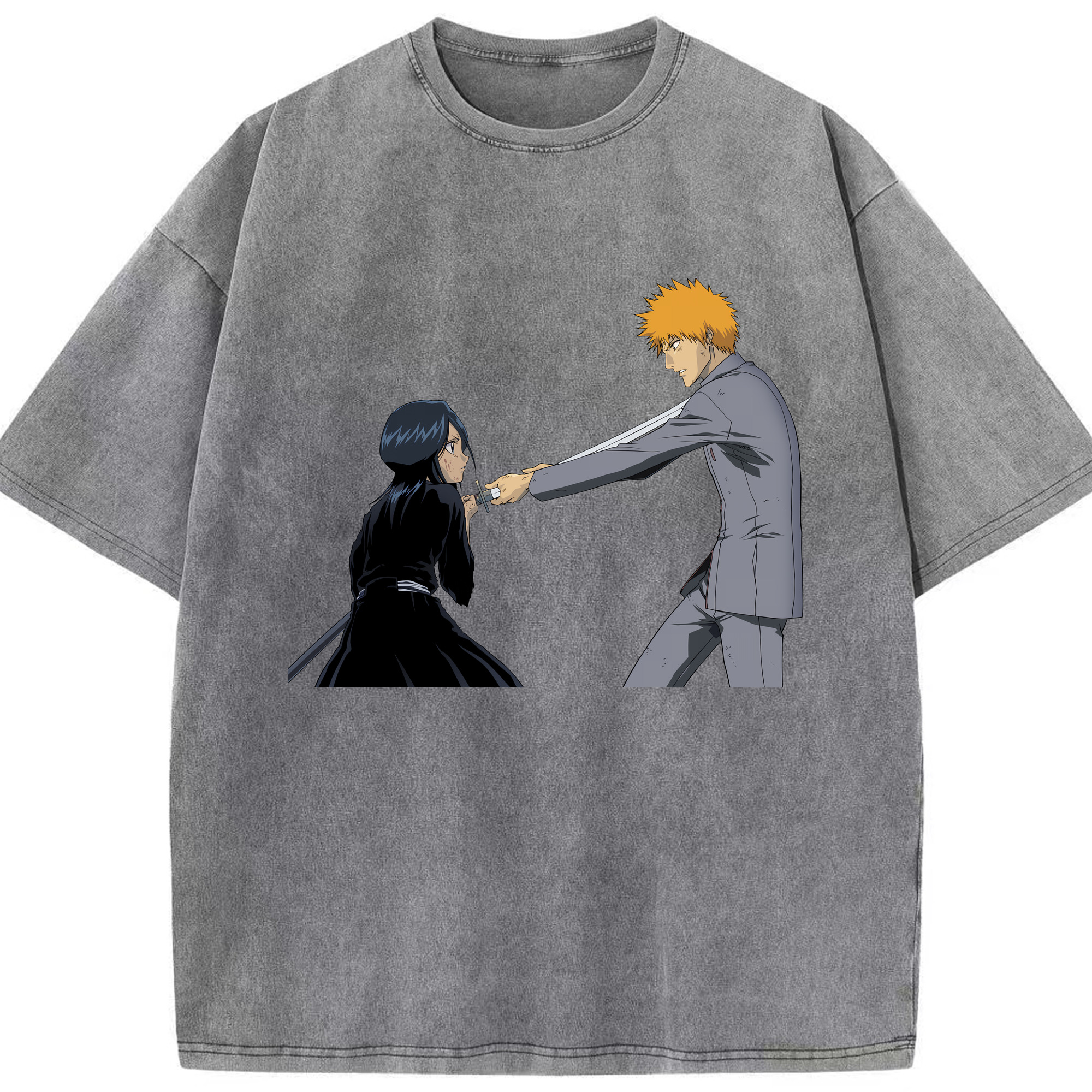 （画像用） ブリーチ 朽木ルキア BLEACH Kuchiki Rukia 綿100% ヴィンテージ風 半袖Tシャツ（フロントプリント）