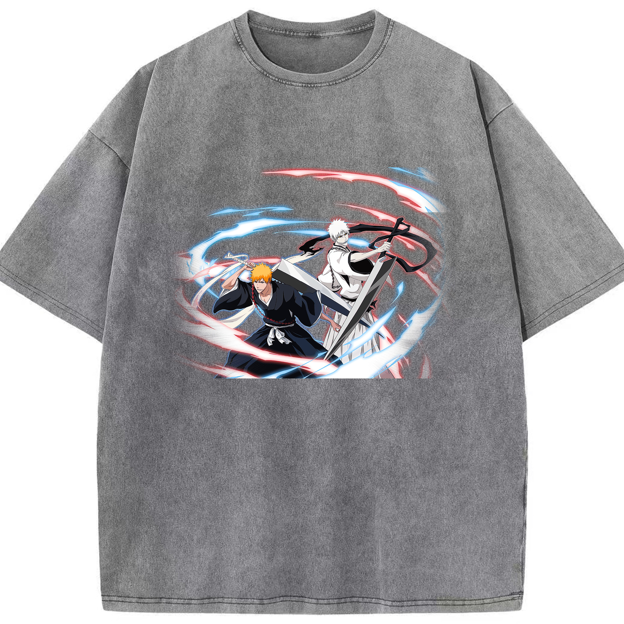（画像用） ブリーチ 黒崎一護（くろさき いちご）BLEACH Kurosaki Ichigo 綿100% ヴィンテージ風 半袖Tシャツ（フロントプリント）