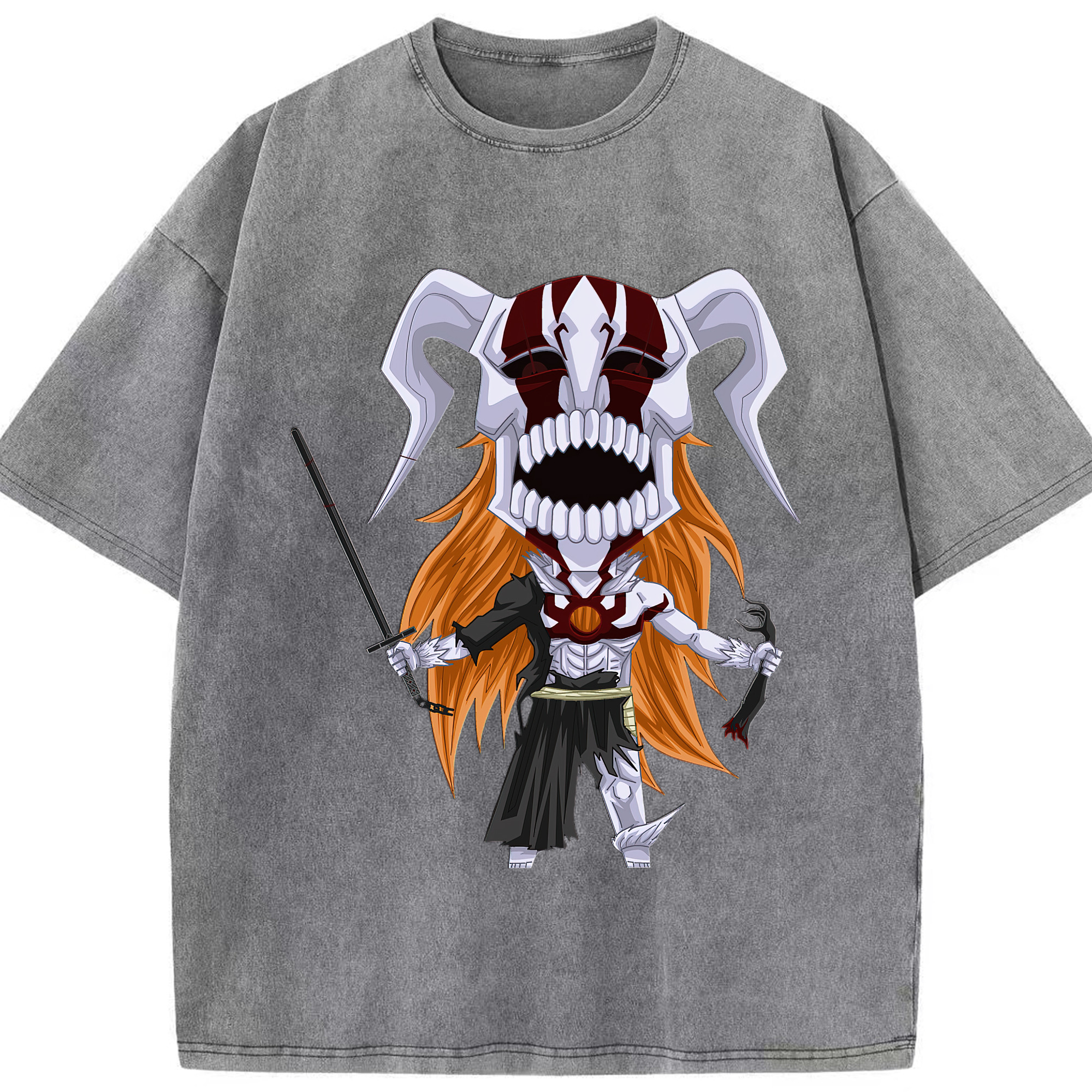 （画像用） ブリーチ 黒崎一護（くろさき いちご）BLEACH Kurosaki Ichigo 綿100% ヴィンテージ風 半袖Tシャツ（フロントプリント）