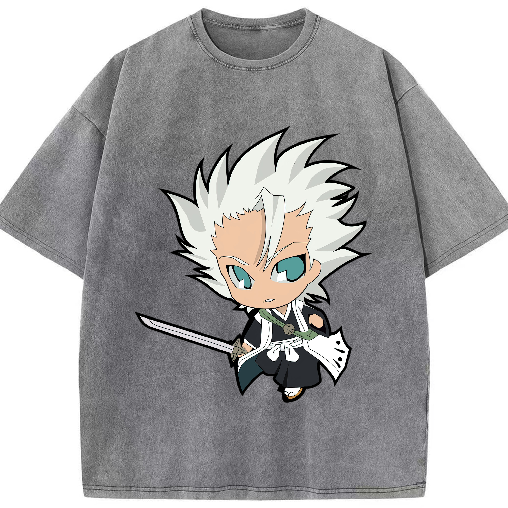 （画像用） ブリーチ 日番谷冬獅郎（ひつがや とうしろう） BLEACH Hitsugaya Toushirou 綿100% ヴィンテージ風 半袖Tシャツ（フロントプリント）